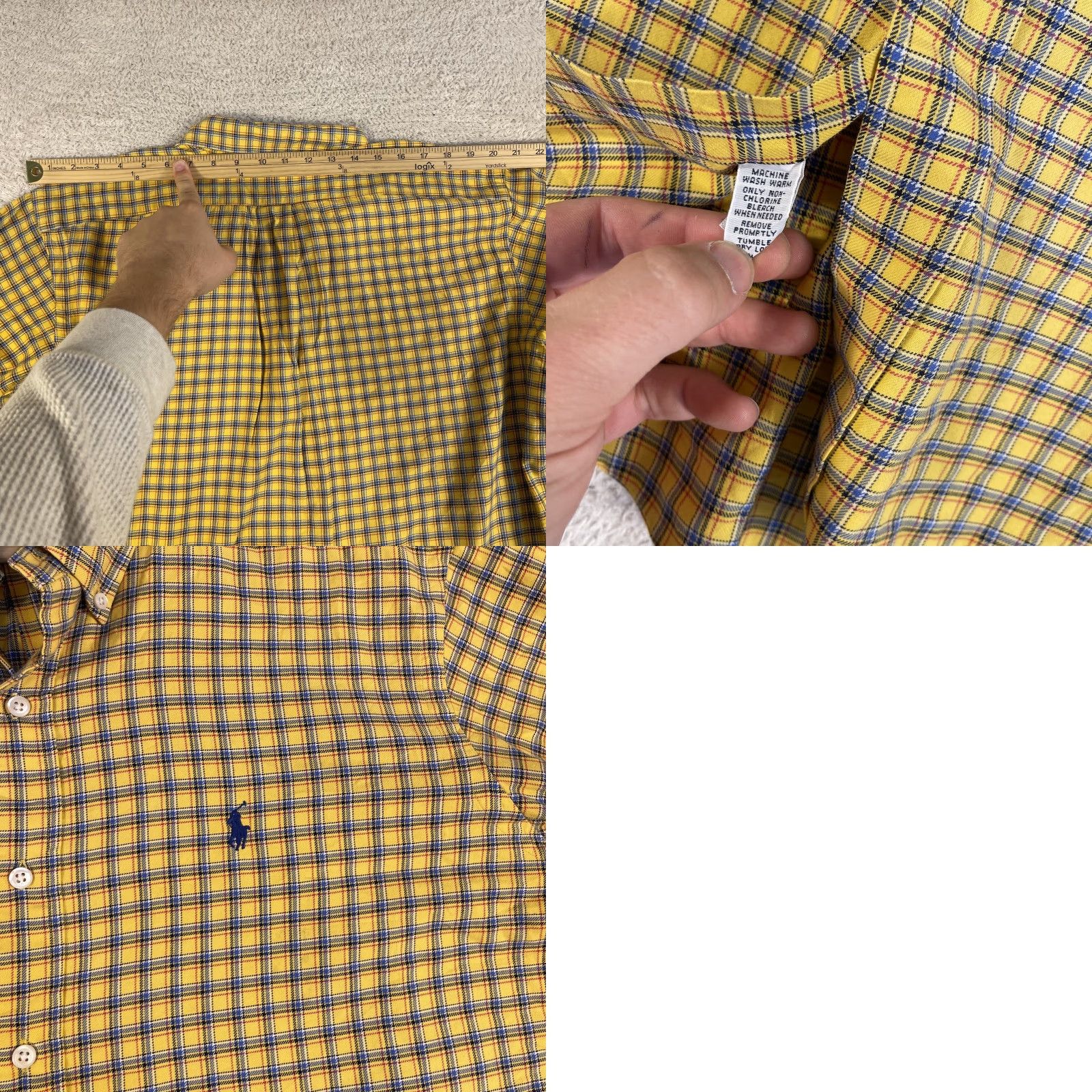 Polo Ralph Lauren Polo Ralph Lauren Shirt XL Mens Plaid Yellow Classic Fit Button-Up Pony 90s Y2K Shirt Men Button-Down Collar Size US XL / EU 56 / 4 - 8 Thumbnail
