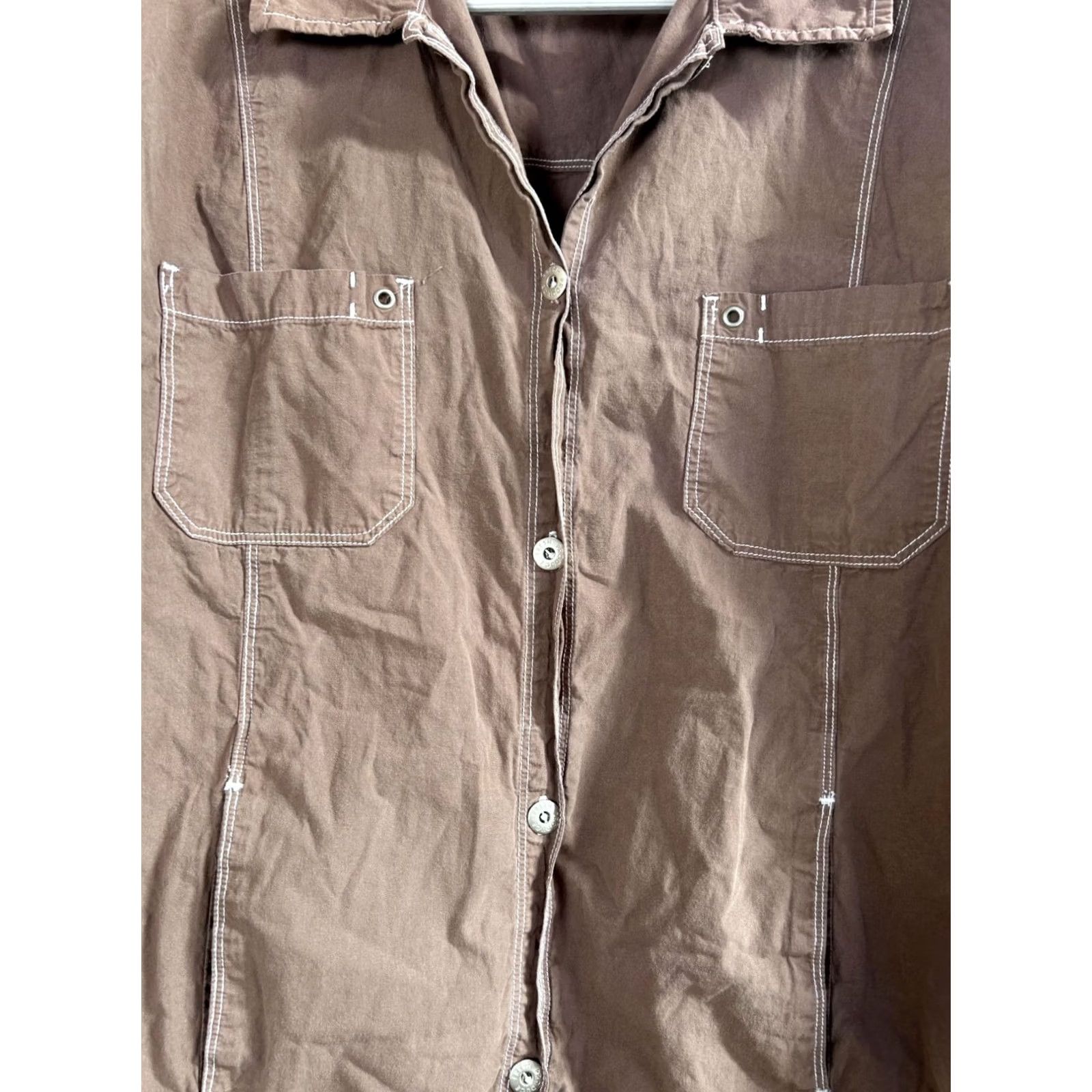 Vintage Fresh Produce Womens Button-Front Brown Jacket Size XXL Cotton Casual Lightweight Size XXL / US 16-18 / IT 52-54 - 2 Thumbnail