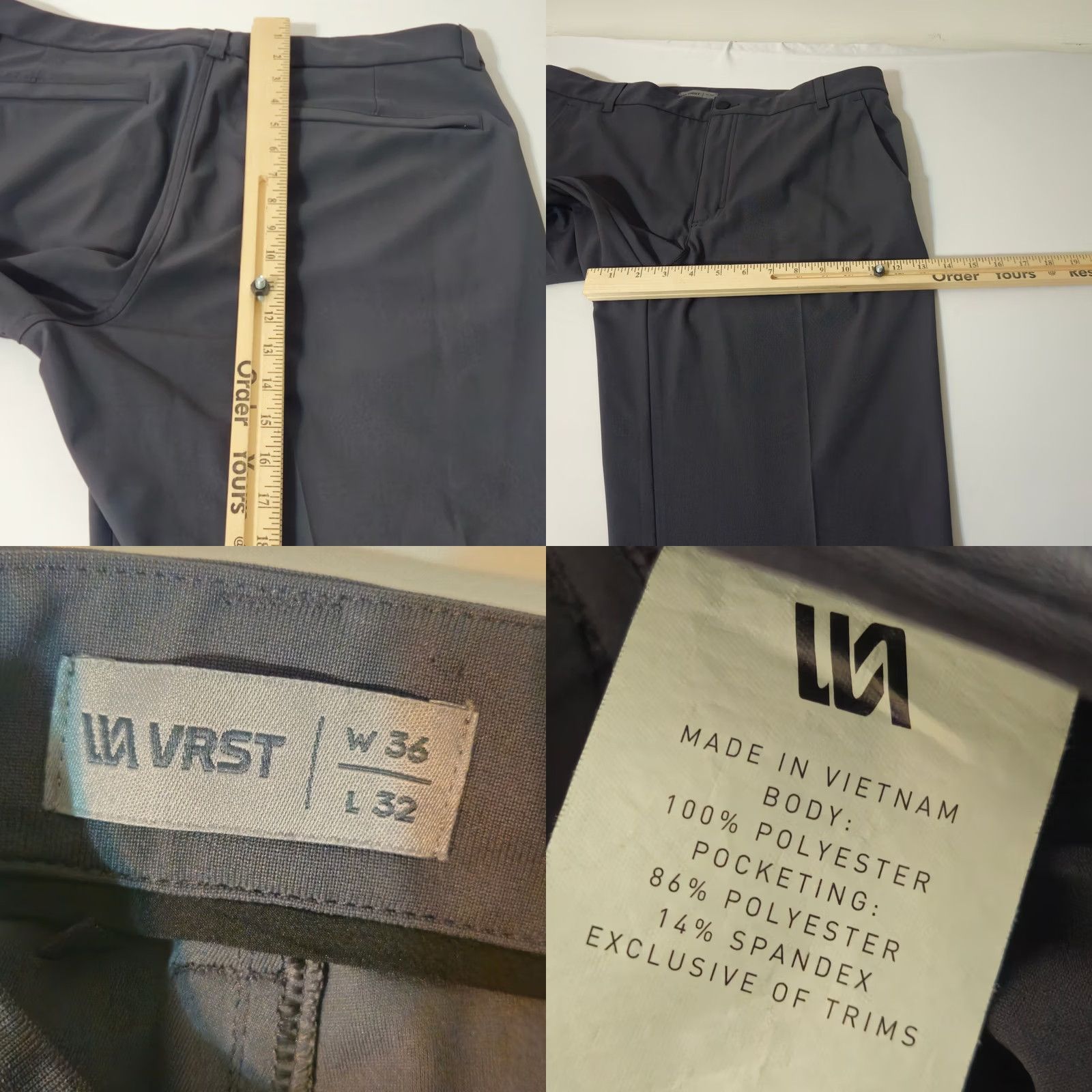 Vintage VRST Mens Performance Stretch Flat Front Trousers Size US 36 / EU 52 - 8 Thumbnail