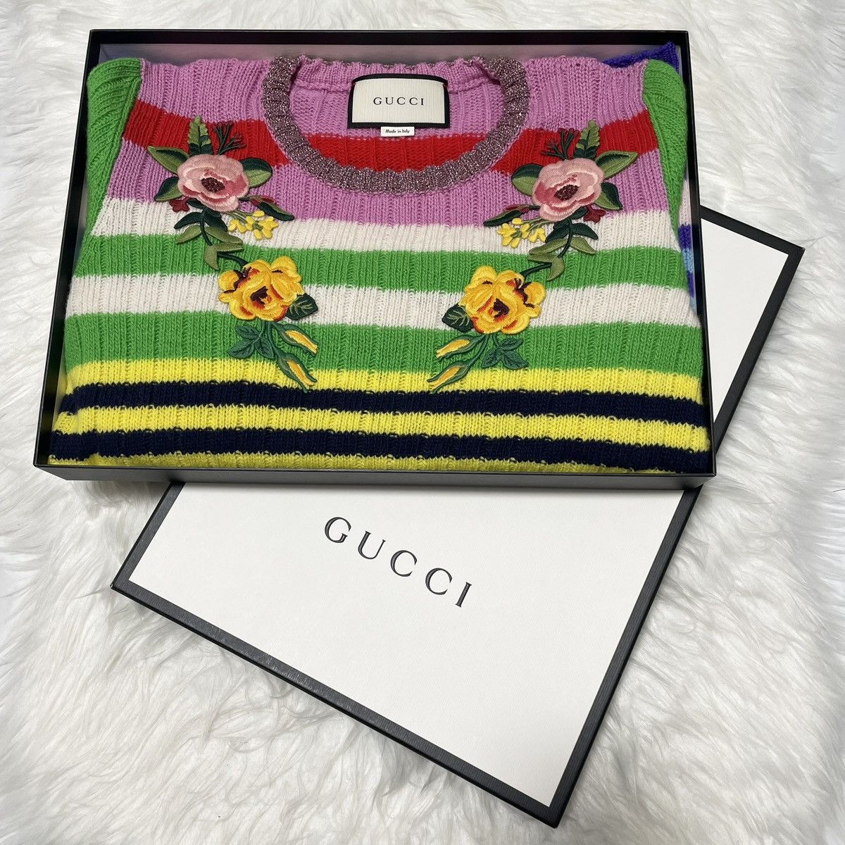 Gucci Authentic Gucci floral striped long-sleeved knit sweater XL Size XL / US 12-14 / IT 48-50 - 11 Thumbnail