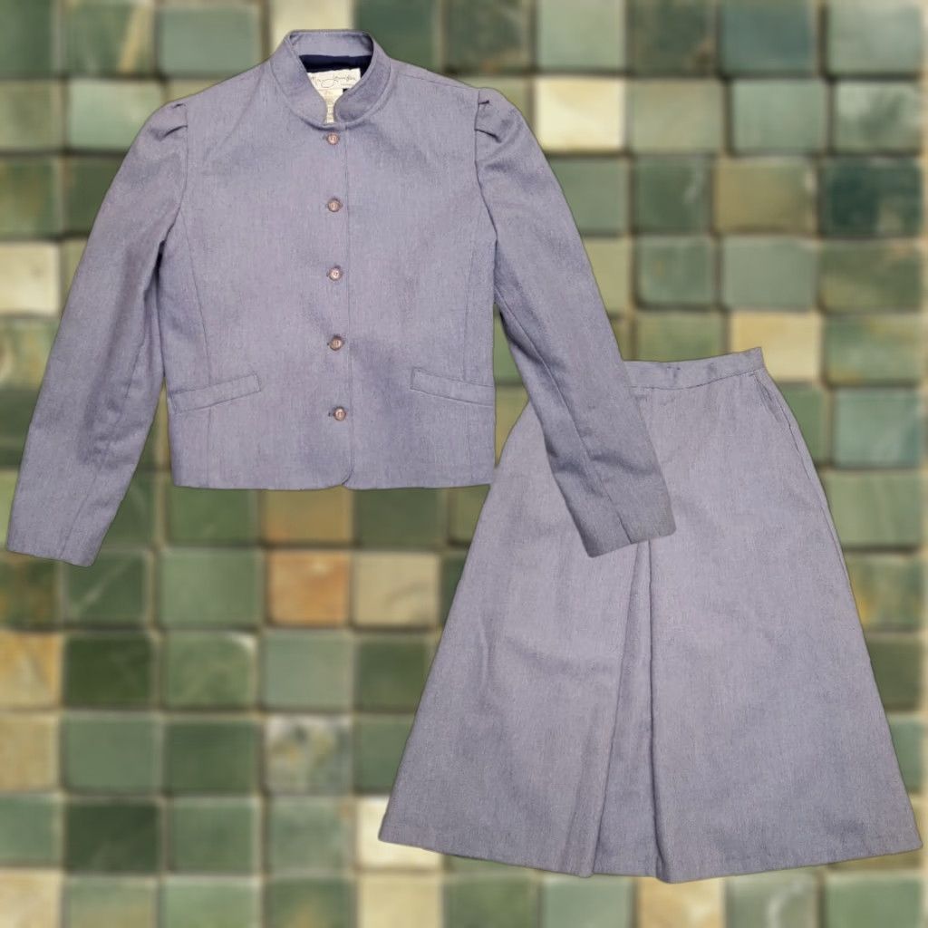 Vintage VINTAGE Jennifer Moore Outfit 2 Piece Skirt Jacket Womens Sz 8 Blue Wool Blend Minimalist 90s Retro Casual Size 30" / US 8 / IT 44 - 1 Thumbnail