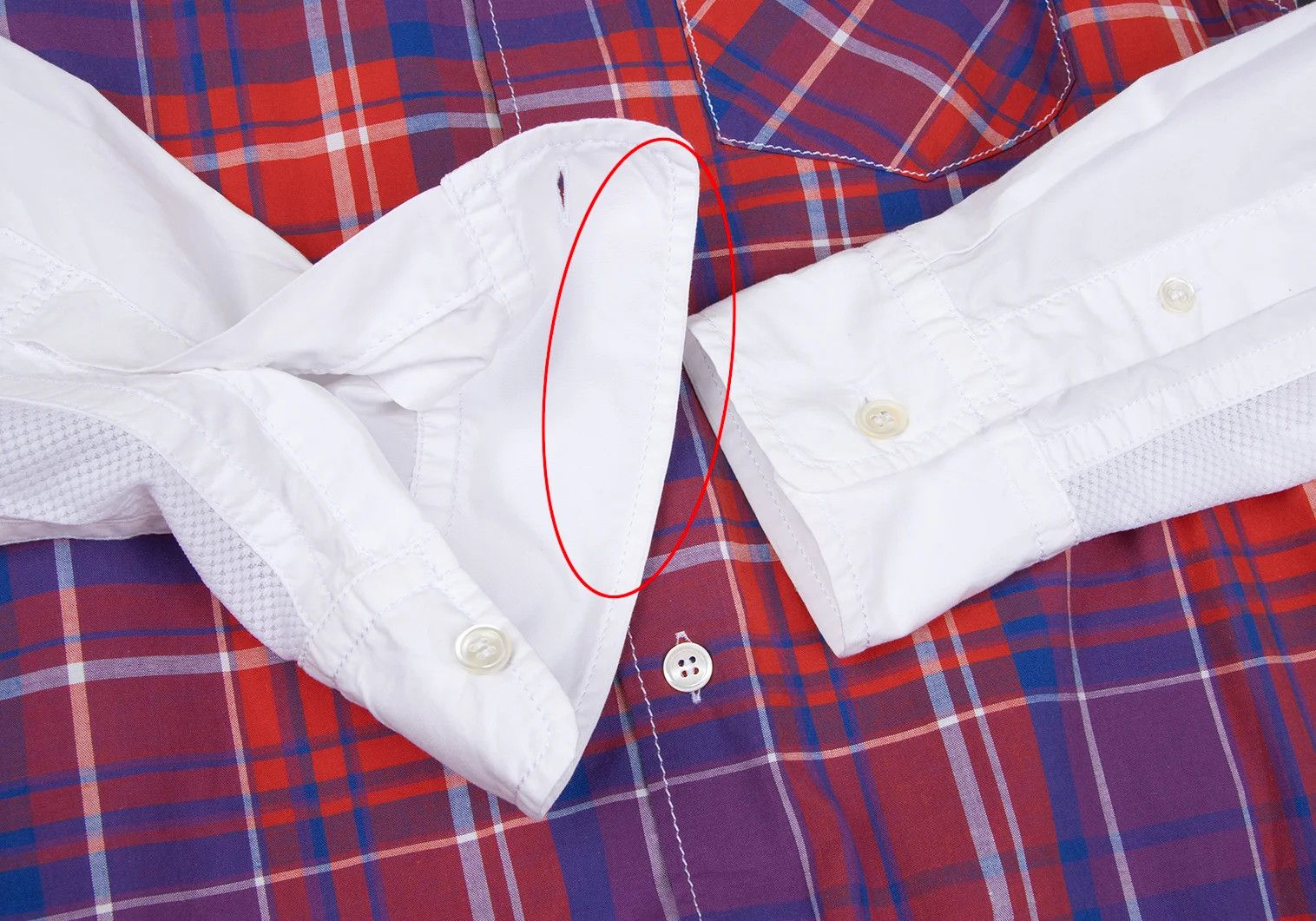 Ganryu Check Mesh Long Sleeve Shirt in Red and White, L Size US L / EU 52-54 / 3 - 10 Thumbnail