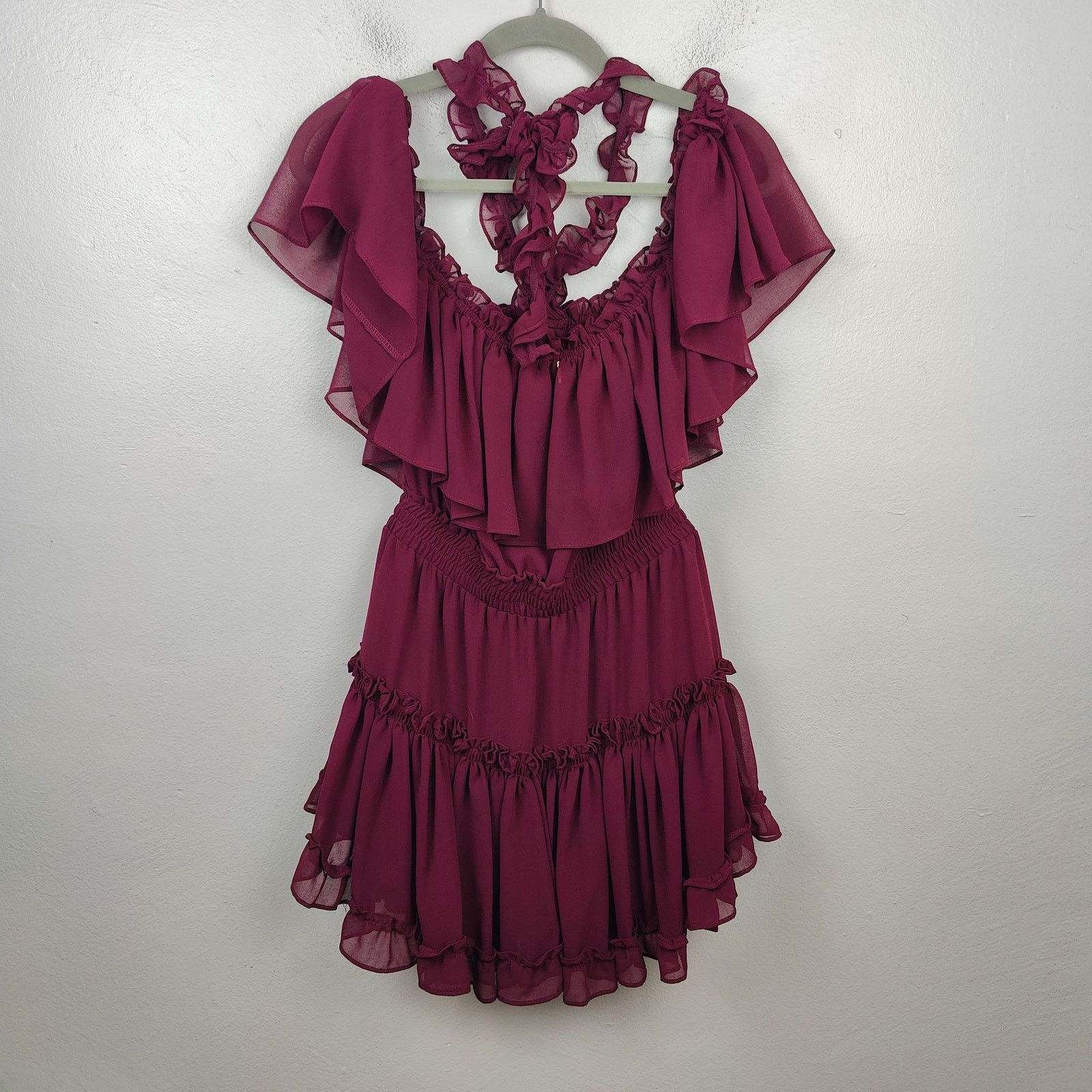 MISA Los Angeles Misa Dress Womens Medium Melos Ruffle Mini Off-the-Shoulder Size M / US 6-8 / IT 42-44 - 4 Thumbnail