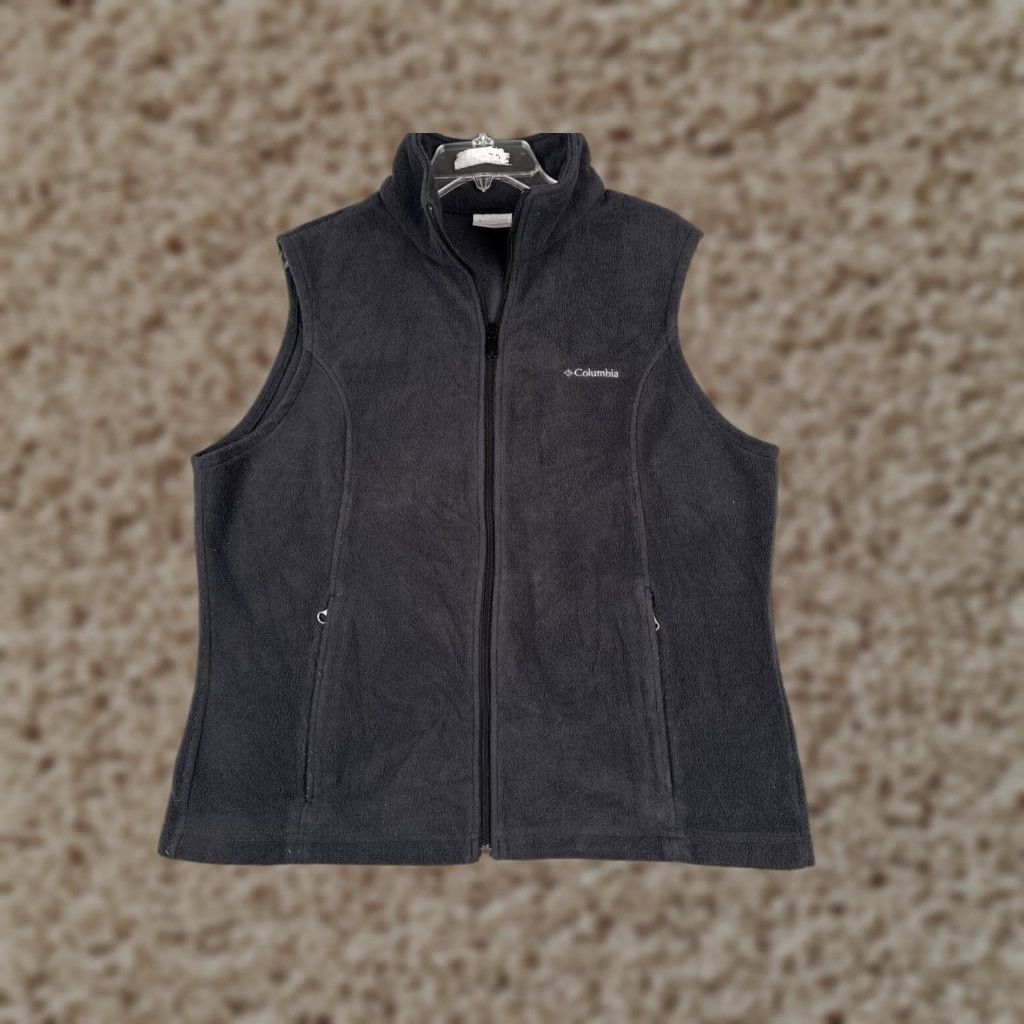 Vintage Columbia Vest Women L Gray Full Zip Mock Neck Fleece Polyester Pockets Size L / US 10 / IT 46 - 1 Thumbnail
