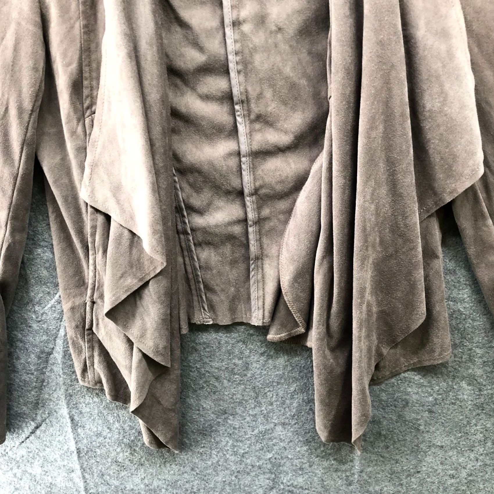 Vintage KUT from The Kloth Faux Suede Jacket Womens XS Light Brown Open Front Waterfall Jacket Size XS / US 0-2 / IT 36-38 - 4 Thumbnail
