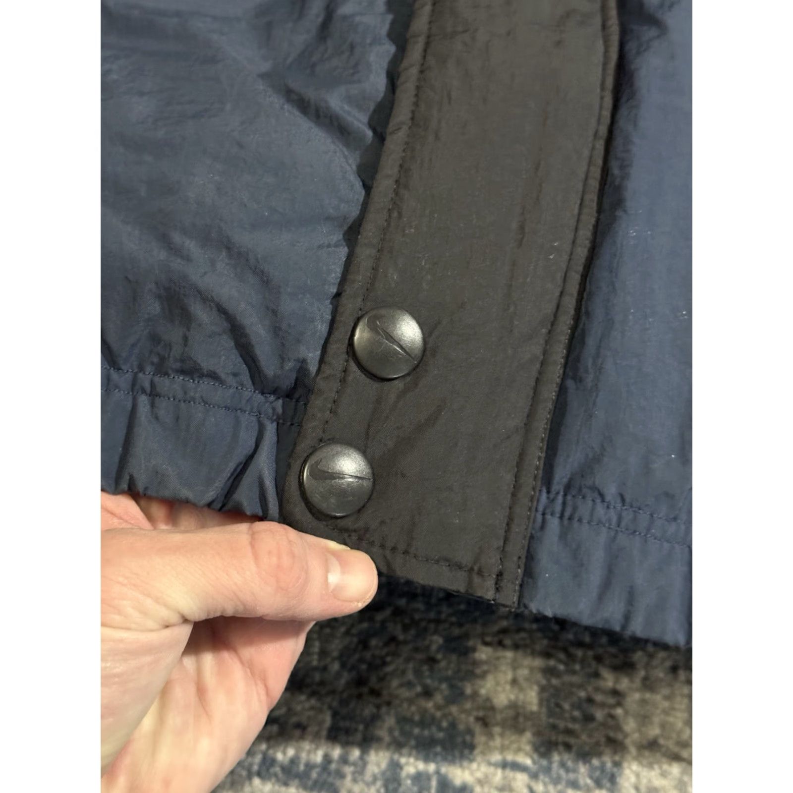 Nike VINTAGE Nike Air Big Swoosh Quilted Lined Insulated Puffer Jacket 2XL Blue Black Size US XXL / EU 58 / 5 - 4 Thumbnail