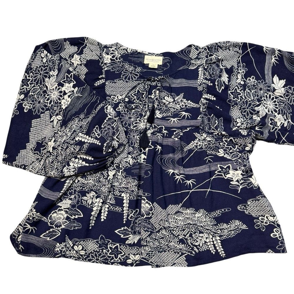 Denim & Supply Ralph Lauren Denim & Supply Ralph Lauren Blue White Floral Peasant Cotto Size L / US 10 / IT 46 - 6 Thumbnail