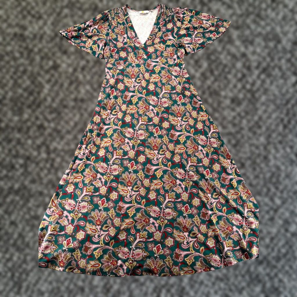 boden knot front jersey midi dress BODEN Knot Front Jersey Knit Midi Dress Blue Floral Print 8P