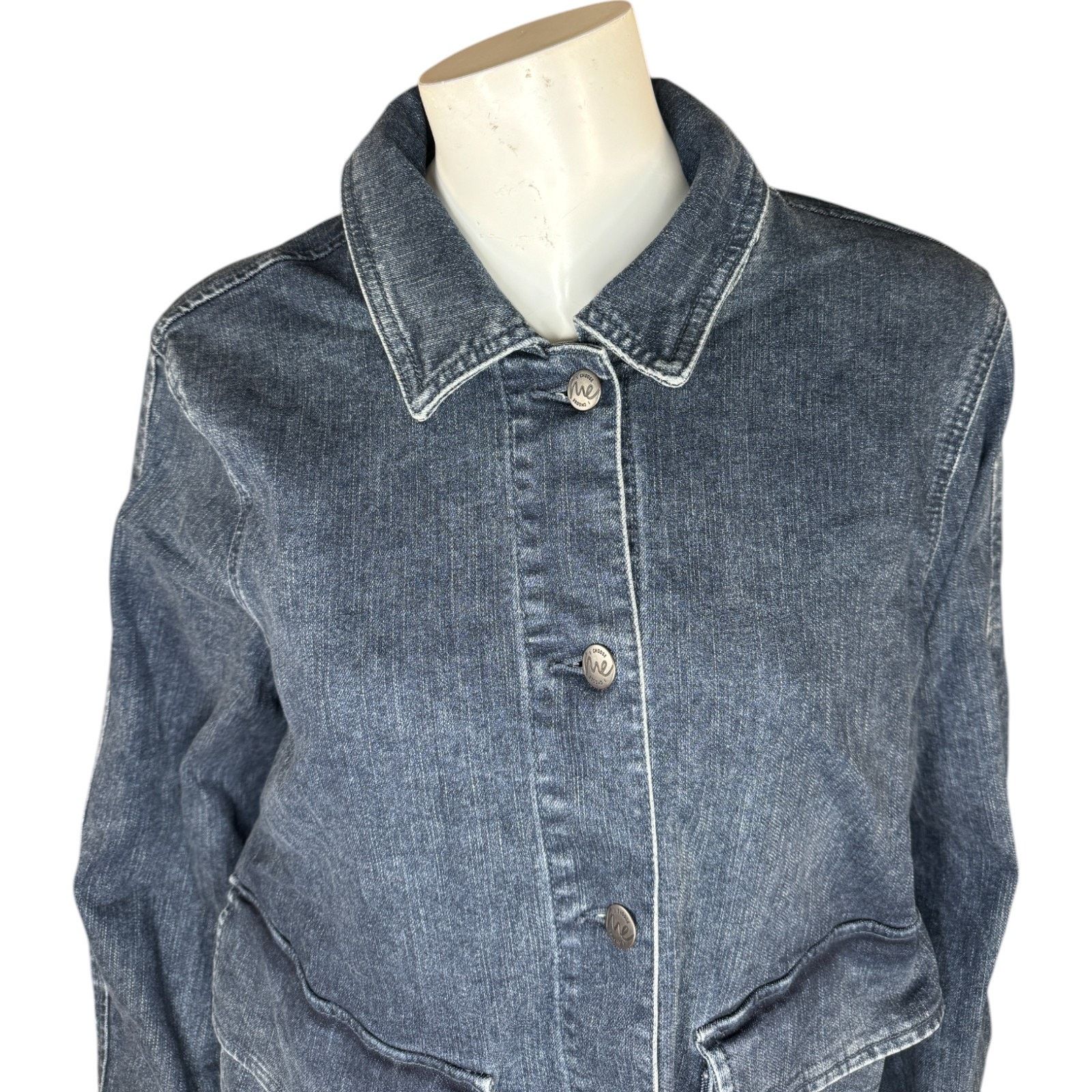 Other Me by Jennie Garth Denim Jacket Washed Grey Blue Wash 1X Size XL / US 12-14 / IT 48-50 - 7 Thumbnail