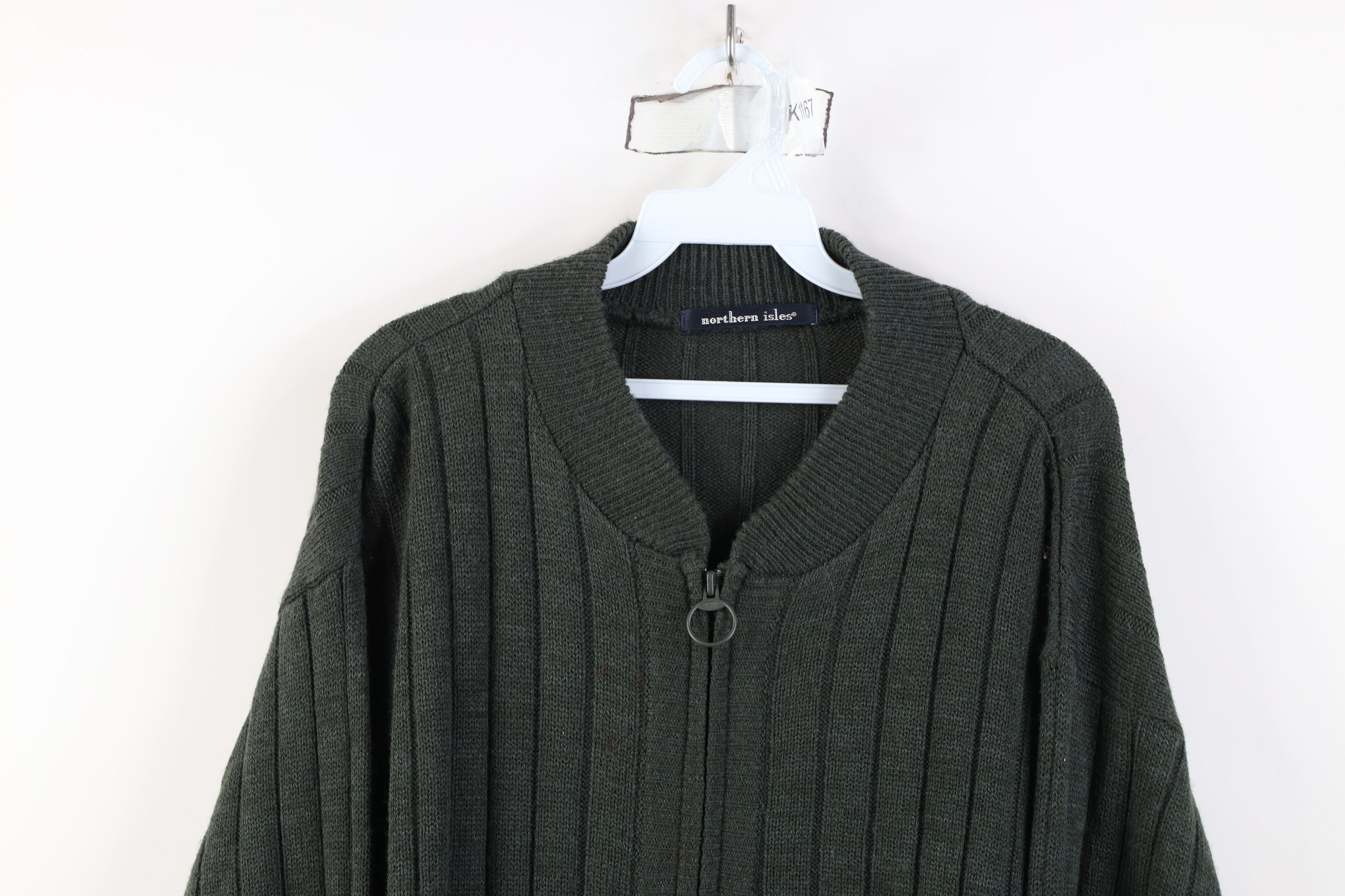 Vintage Vintage 90s Streetwear Ribbed Knit Full Zip Cardigan Sweater Size US XL / EU 56 / 4 - 2 Thumbnail