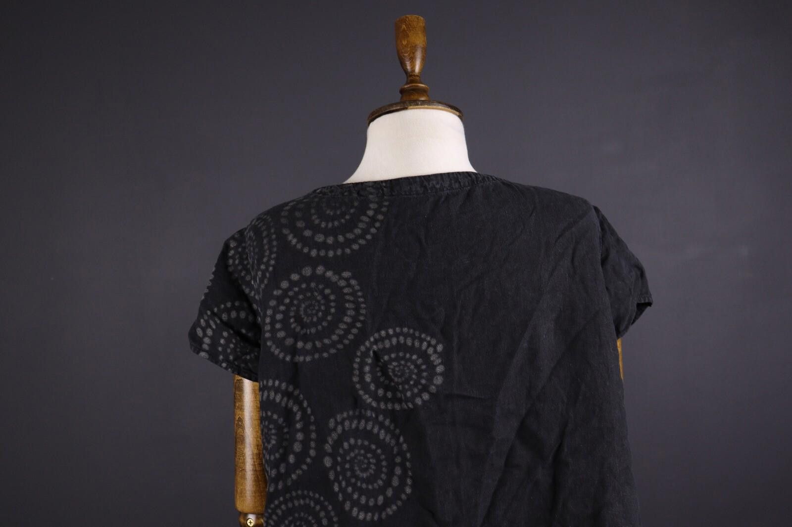 Designer Elemente Clemente Black Lagenlook Floral Linen Top Shirt 3 Size M / US 6-8 / IT 42-44 - 7 Thumbnail
