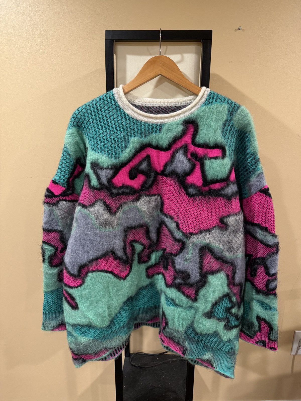 Loewe Loewe Oversized Multi Camo Jacquard-Knit Mohair Crew Sweater Size US S / EU 44-46 / 1 - 3 Thumbnail