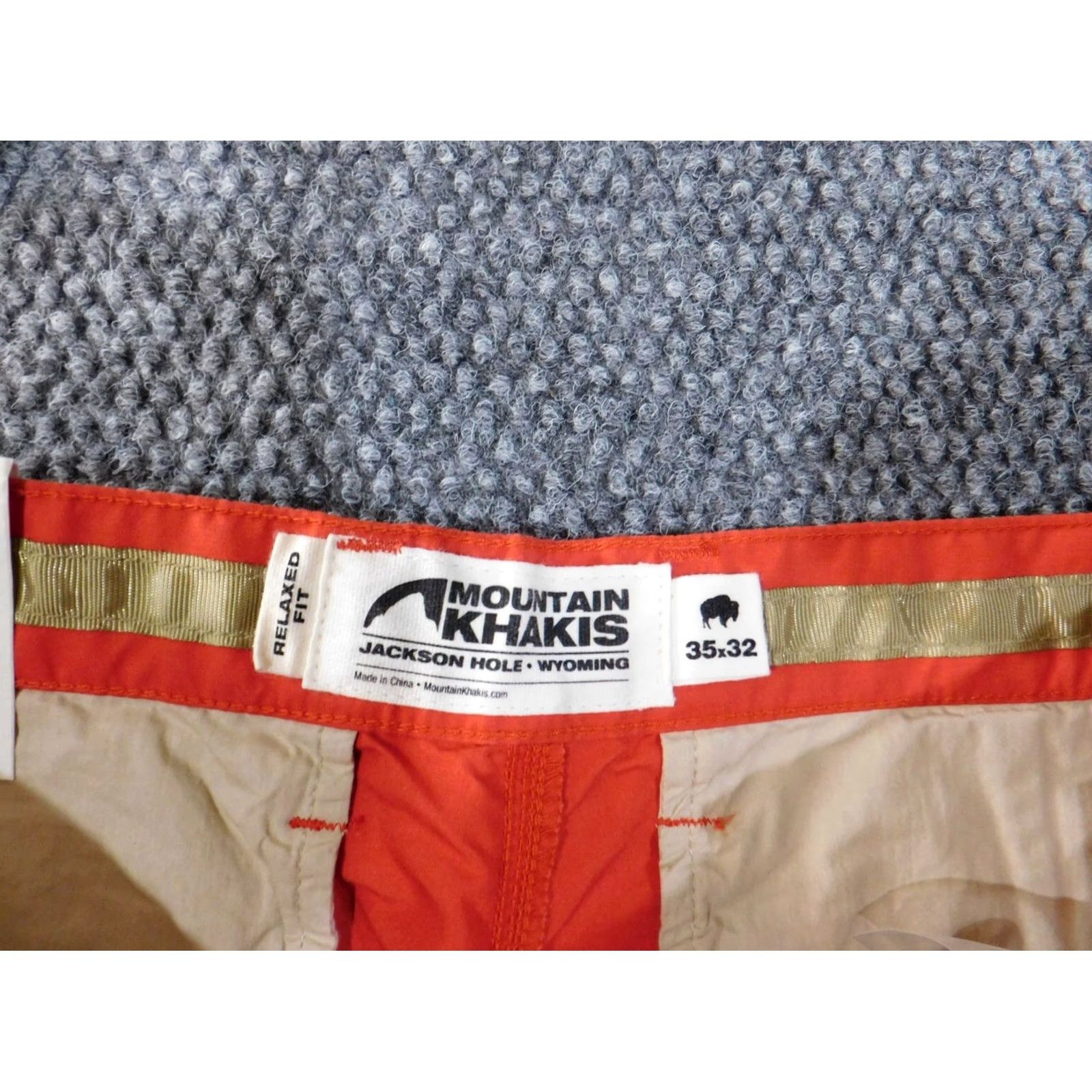 Mountain Khakis mountain khakis Pants Mens 35x28 Orange Relaxed Fit Outdoor Casual Hiking Cotton Polyester Straight Leg 28in Inseam Size US 35 - 2 Thumbnail