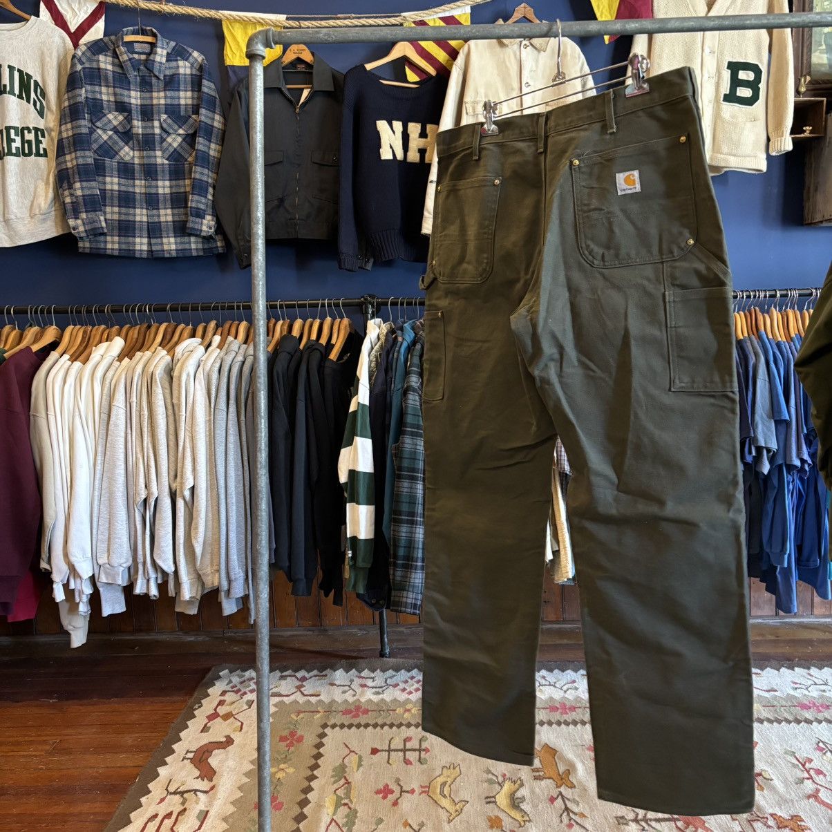Carhartt × Vintage VTG Carhartt Double Knee Deadstock USA Olive Canvas Pants Size US 40 / EU 56 - 2 Thumbnail