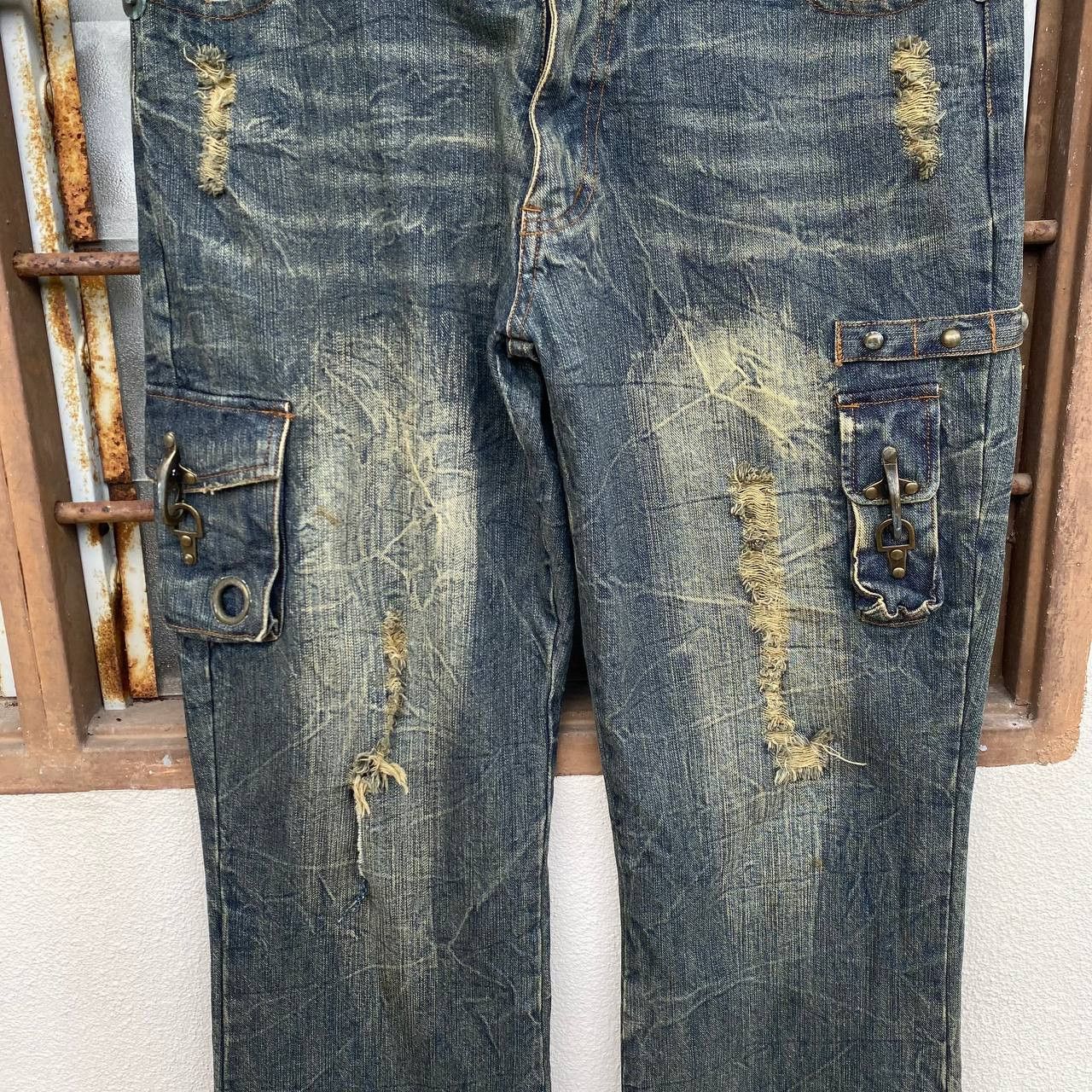 In The Attic Y2K IN THE ATTIC Japan Grunge"Mudwash Distressed Flared Hook Size US 30 / EU 46 - 6 Thumbnail