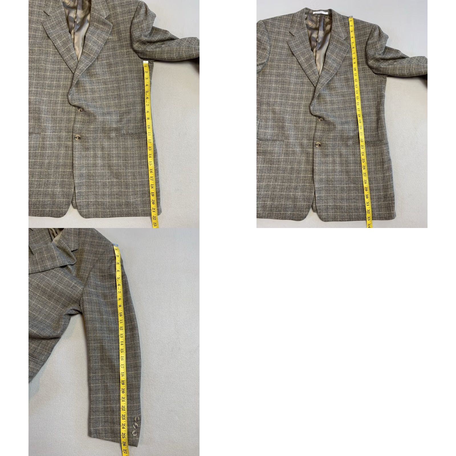 Vintage Hickey Freeman Blazer Mens 44L Plaid Grey Tweed Cashmere Wool 2-Button Single-Breasted Notch Lapel Jacket Coat || Mens Blazer Size 44R - 8 Thumbnail