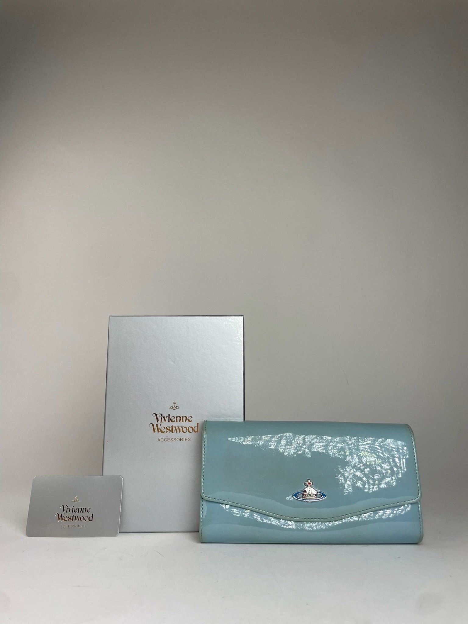 Vivienne Westwood Vintage Patent Leather Wallet Baby Blue, Women's