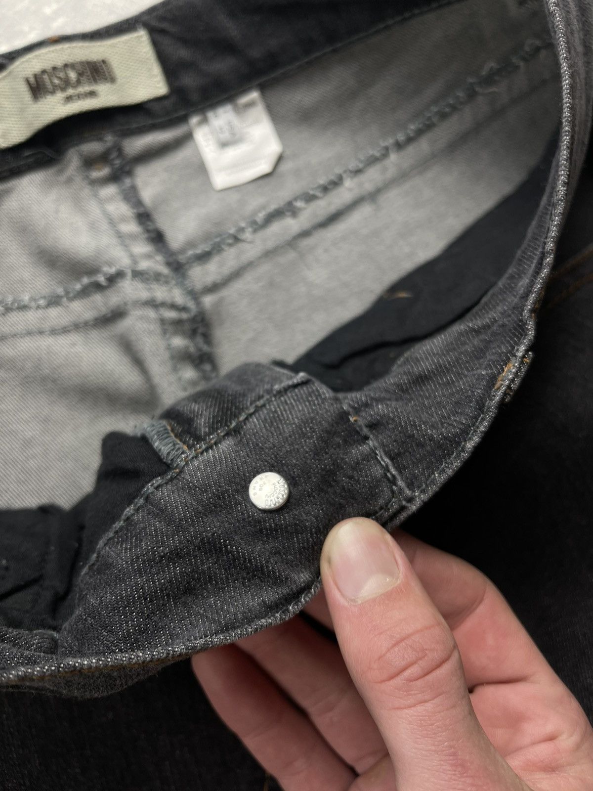 Moschino × Vintage Moschino Vintage 00s Gray Flared Denim Jeans Size 32" / US 10 / IT 46 - 12 Thumbnail