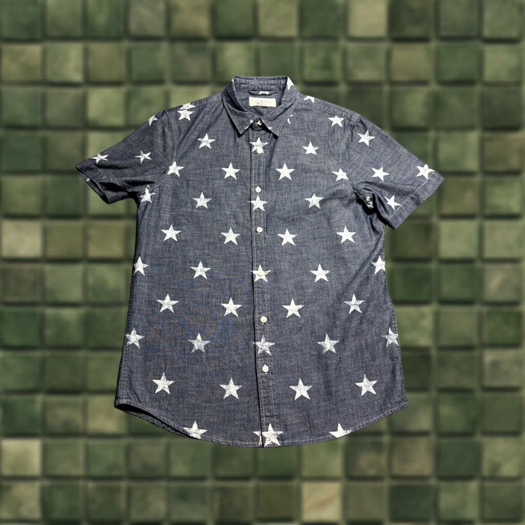Ralph Lauren Denim & Supply Ralph Lauren Shirt Mens Medium Chambray Patriotic Stars Blue Button-Up Shirt Size US M / EU 48-50 / 2 - 1 Thumbnail