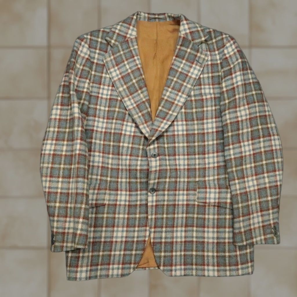Vintage VINTAGE Magee Blazer Mens 42R Blue Plaid Tweed Wool Cashmere Mohair Multi-Blend Two-Button Notch Lapel 2 Piece Regular Men Mildly Used Size 42R - 1 Thumbnail