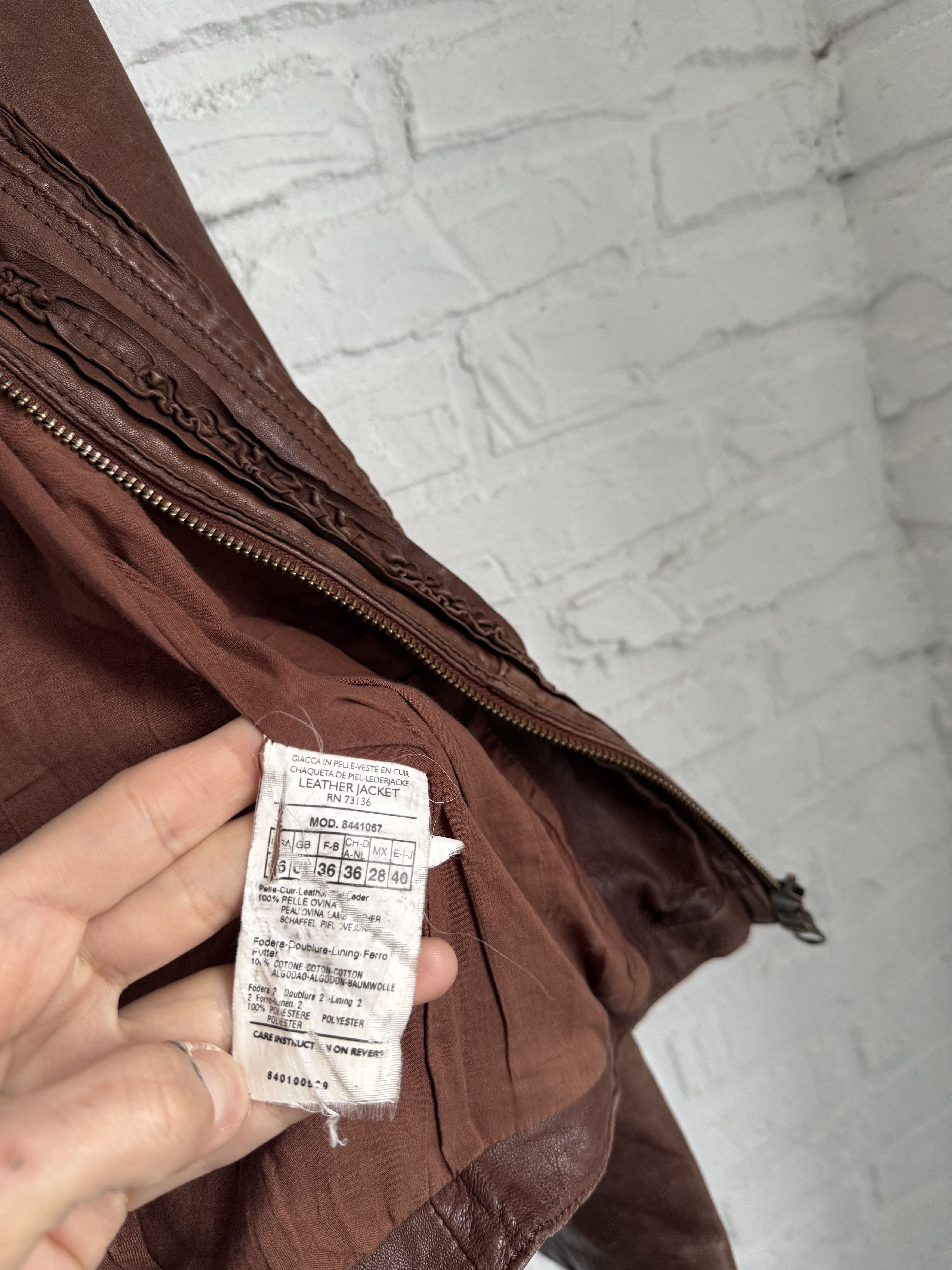 MAX&Co. Vintage Max Mara Max&CO brown leather biker jacket Size S / US 4 / IT 40 - 5 Thumbnail