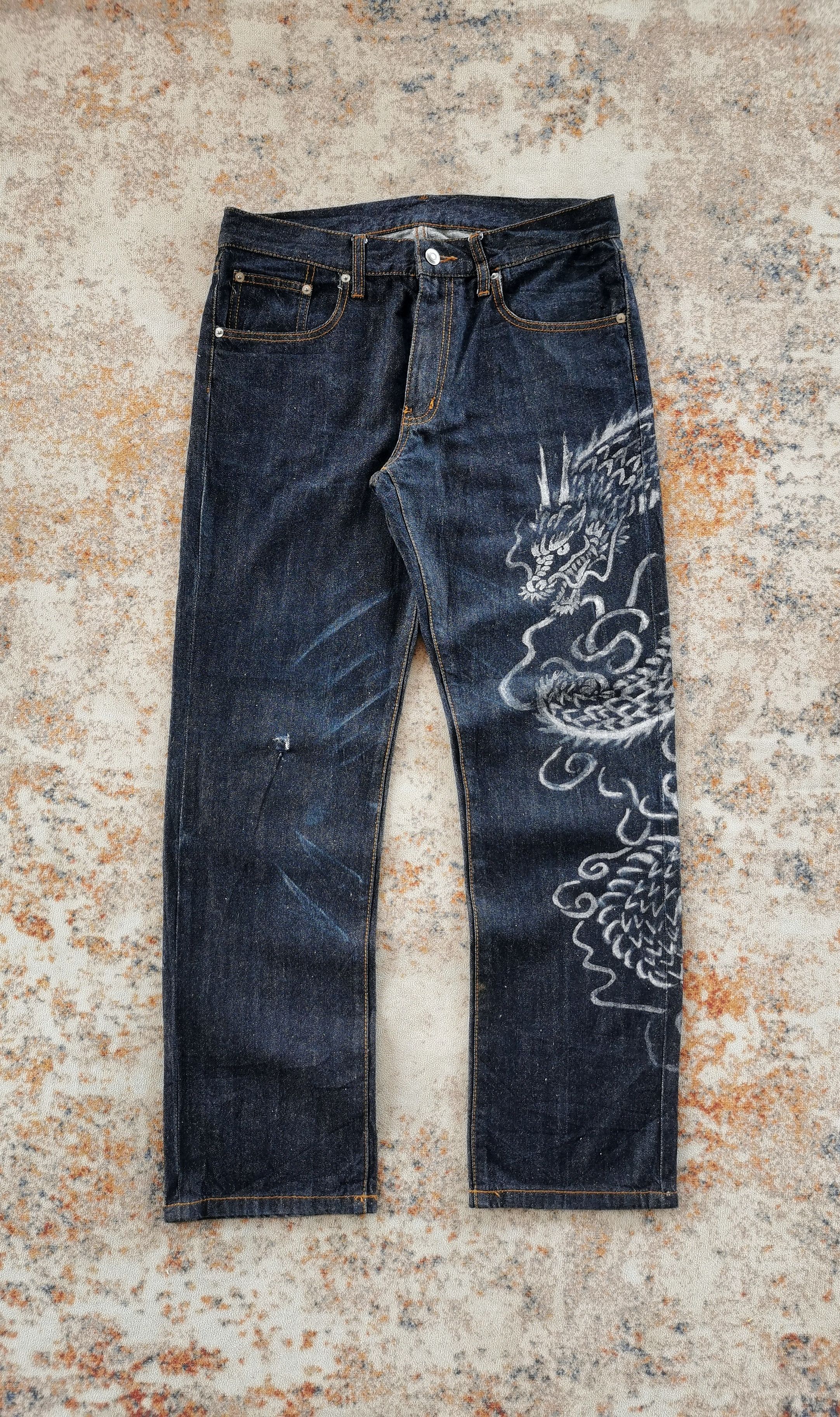 Evisu Dragon Art Denim Jeans Custom Streetwear Piece Size US 31 - 2 Thumbnail