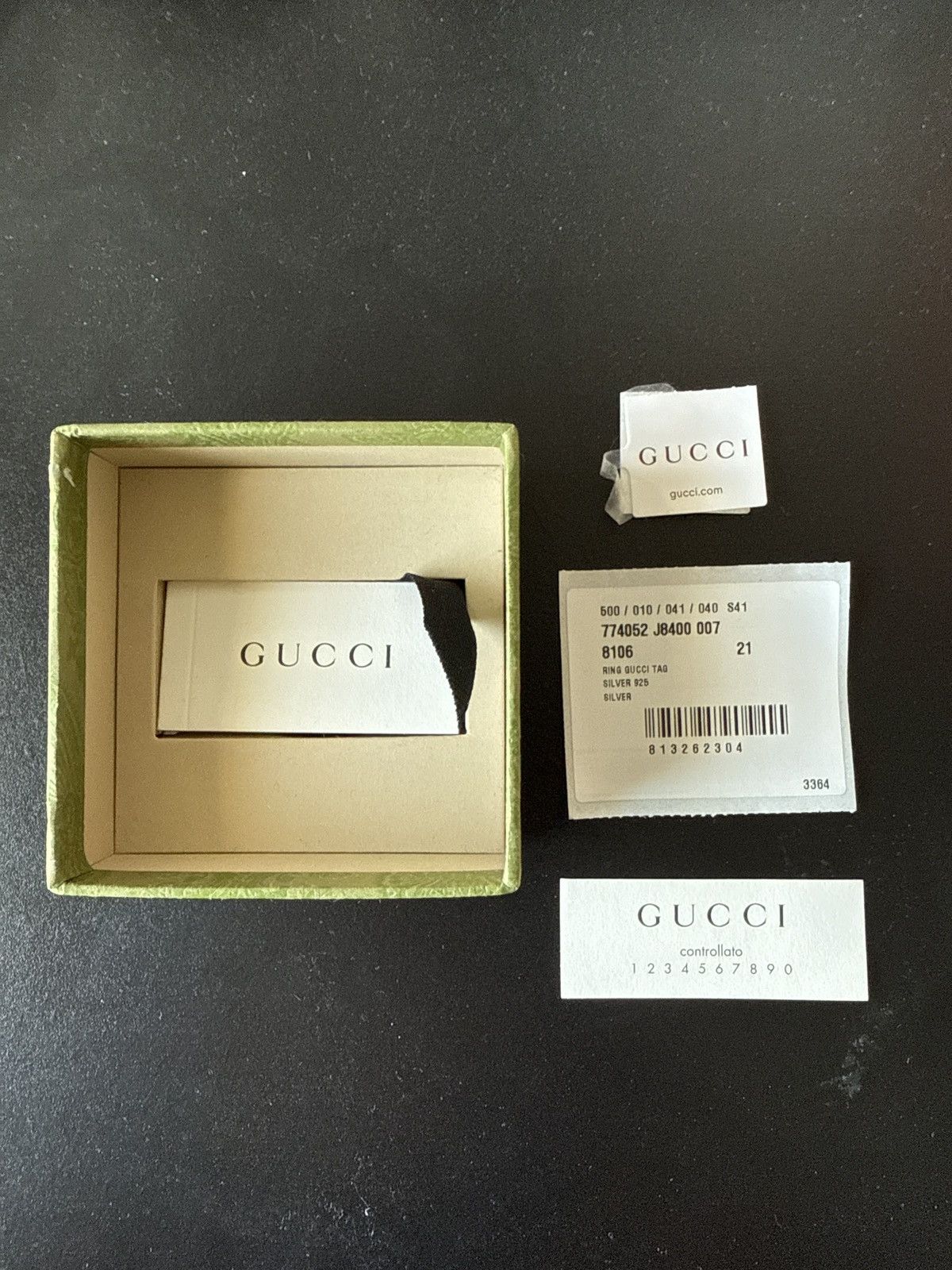Gucci SILVER GUCCI DIAGONAL INTERLOCKING G RING Size ONE SIZE - 6 Thumbnail