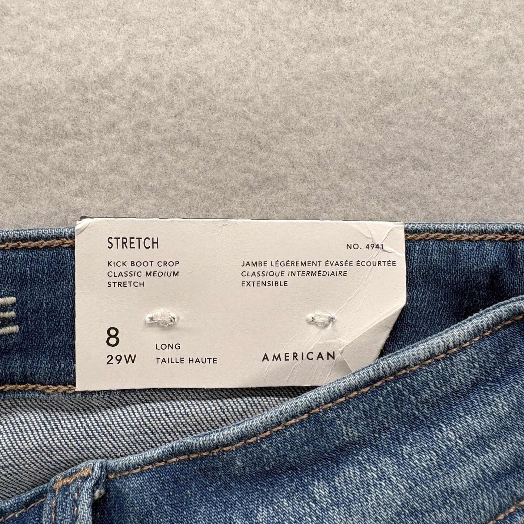 American Eagle Outfitters American Eagle Outfitters Kick Boot Crop Jeans Womens 8 Long Blue High Rise Stretch Raw Hem Denim Size 30" / US 8 / IT 44 - 6 Thumbnail