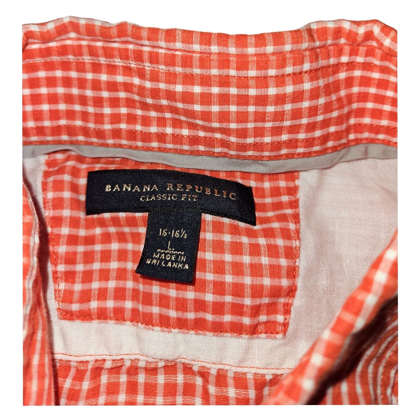 Banana Republic Banana Republic Button-Up Large Men's Burnt Orange Long Sleeve Check Classic Fit Shirt Size US L / EU 52-54 / 3 - 2 Thumbnail