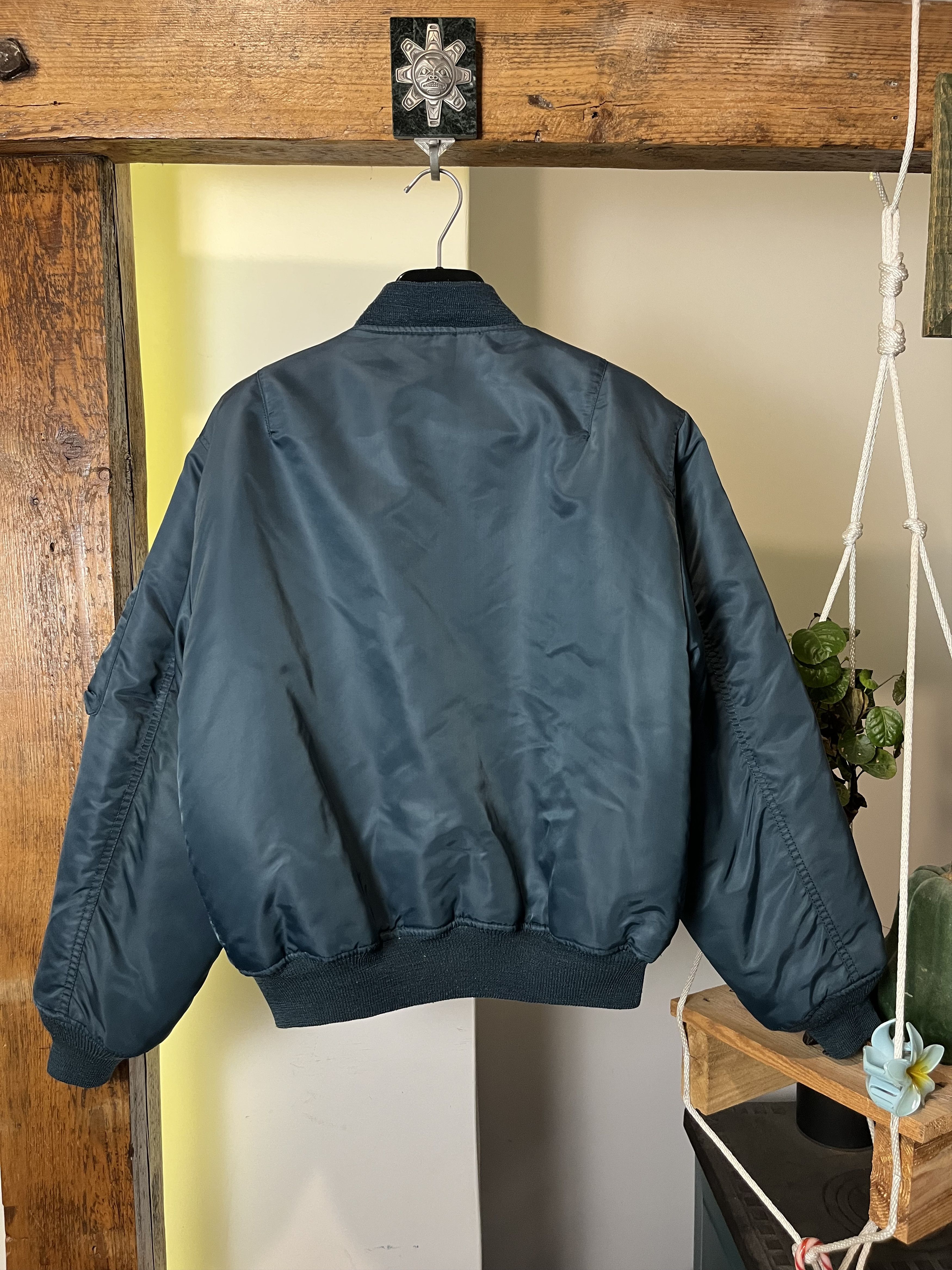 Vintage 90s Reversible MA-1 USA Bomber Flyer Jacket Military Size US L / EU 52-54 / 3 - 2 Thumbnail