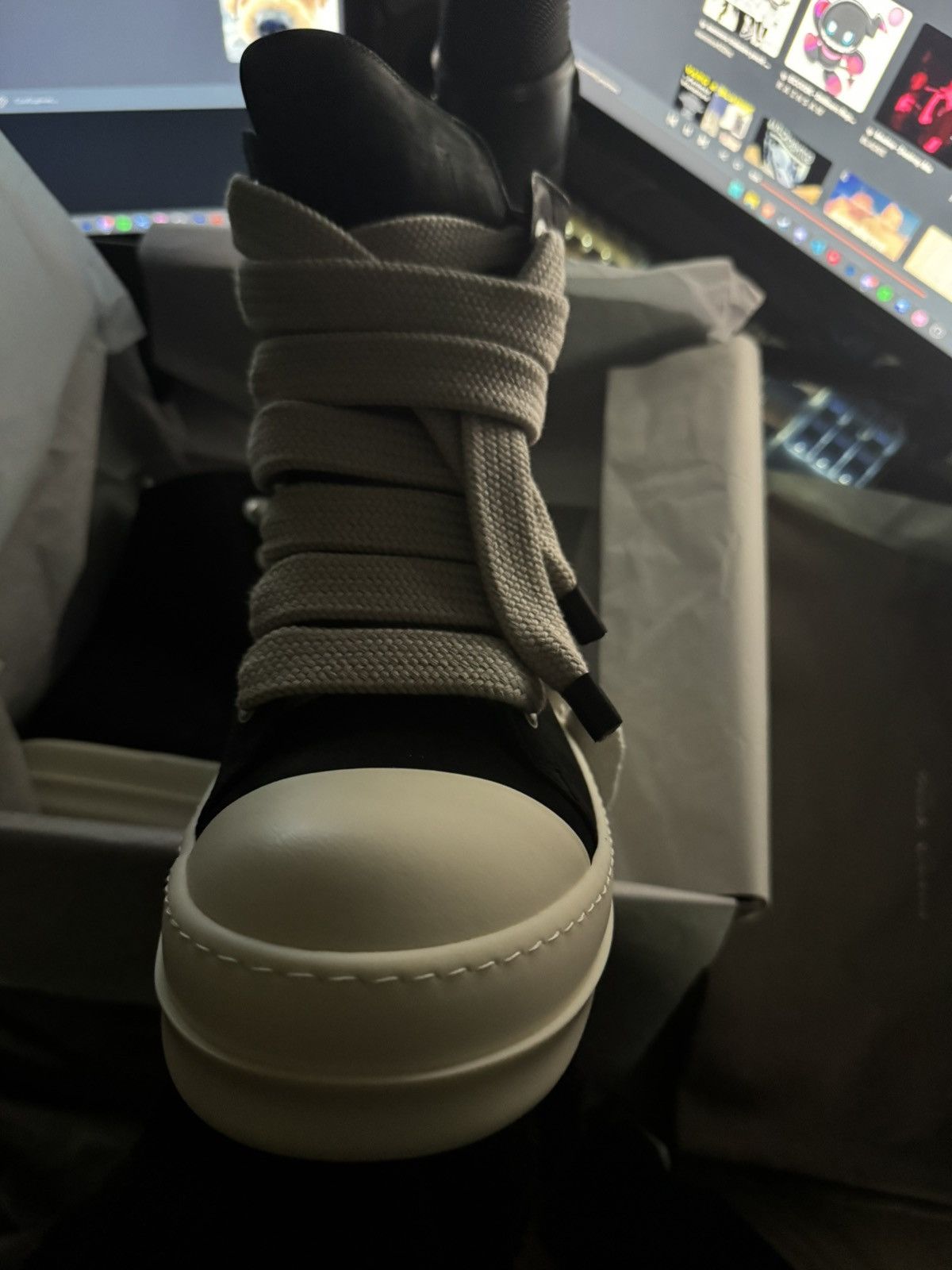 Rick Owens Rick Owens Ramones JUMBOLACE SNEAKERS RU02E1892 LWNW2 Size US 14 / EU 47 - 2 Thumbnail