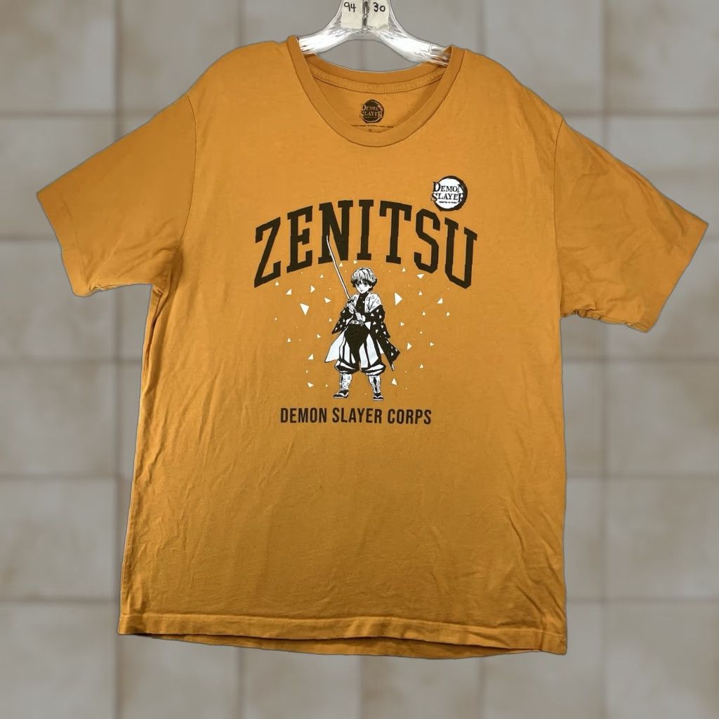 Vintage Demon Slayer CORPS Zenitsu Agatsuma Golden Yellow T-Shirt All Cotton Mens XL Size US XL / EU 56 / 4 - 1 Thumbnail