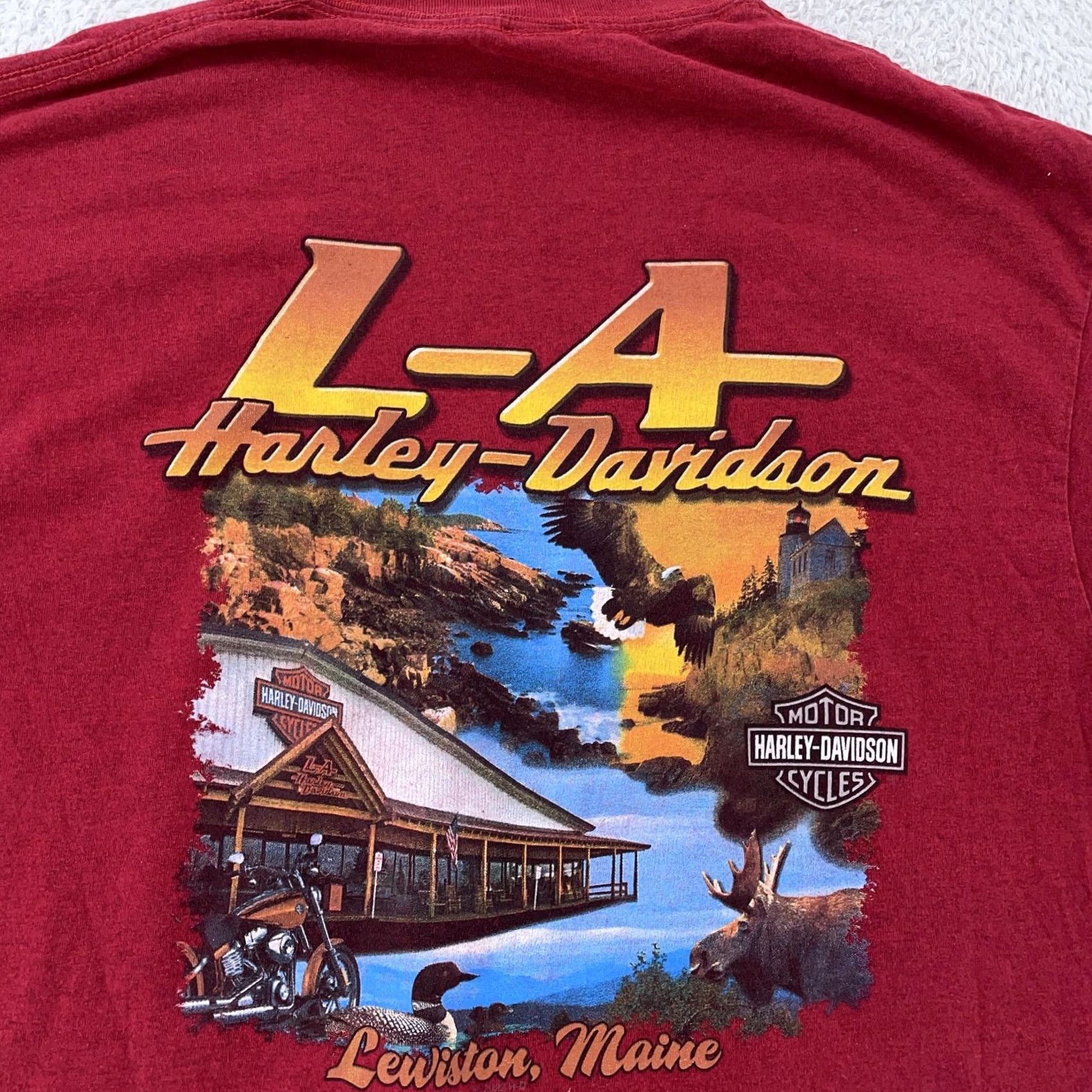 Harley Davidson Harley-Davidson Shirt Mens L Red Graphic Print Crew Neck Short Sleeve T-Shirt USA Motorcycle Tee Size US L / EU 52-54 / 3 - 2 Thumbnail