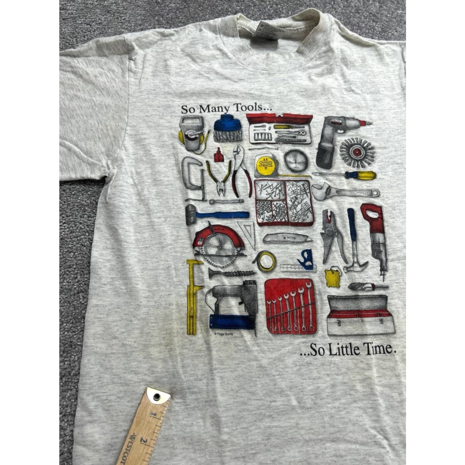Vintage Oneita T Shirt Mens Medium Gray Graphic So Many Tools So Little Time Handyman Size US M / EU 48-50 / 2 - 7 Thumbnail
