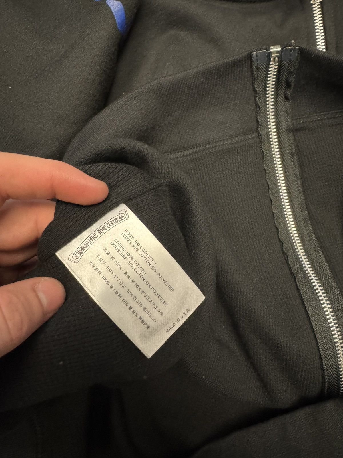 Chrome Hearts Chrome Hearts Thermal Zip Dagger Hoodie (Black/Blue) Size US L / EU 52-54 / 3 - 5 Thumbnail