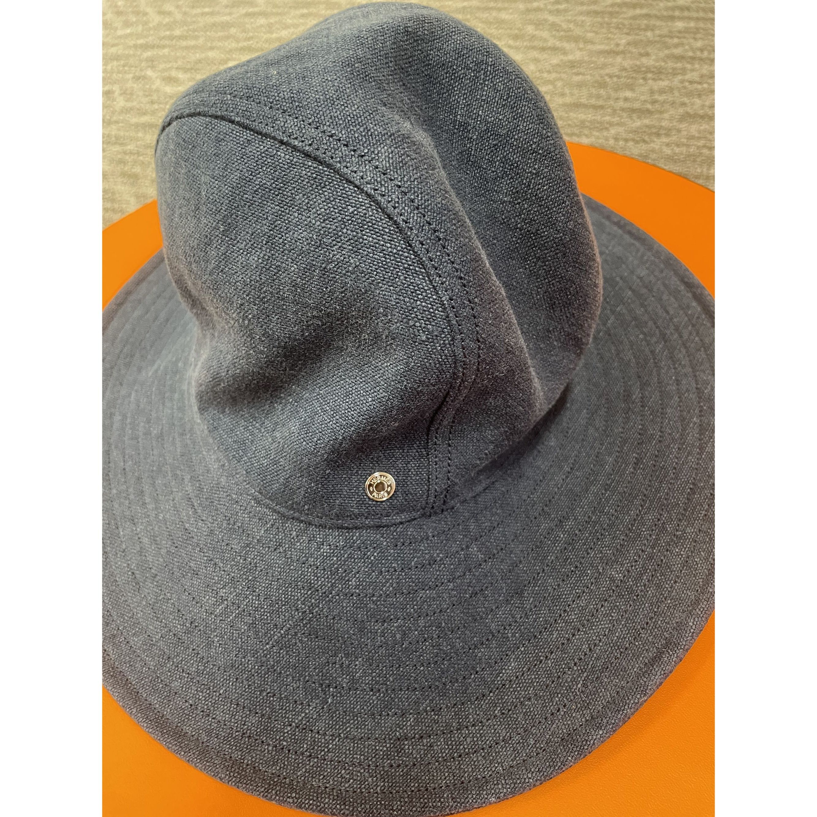 Hermes Hermes Navy Wide-Brim Hat 56 Size Cotton/Viscose Blend Women Size ONE SIZE - 1 Thumbnail