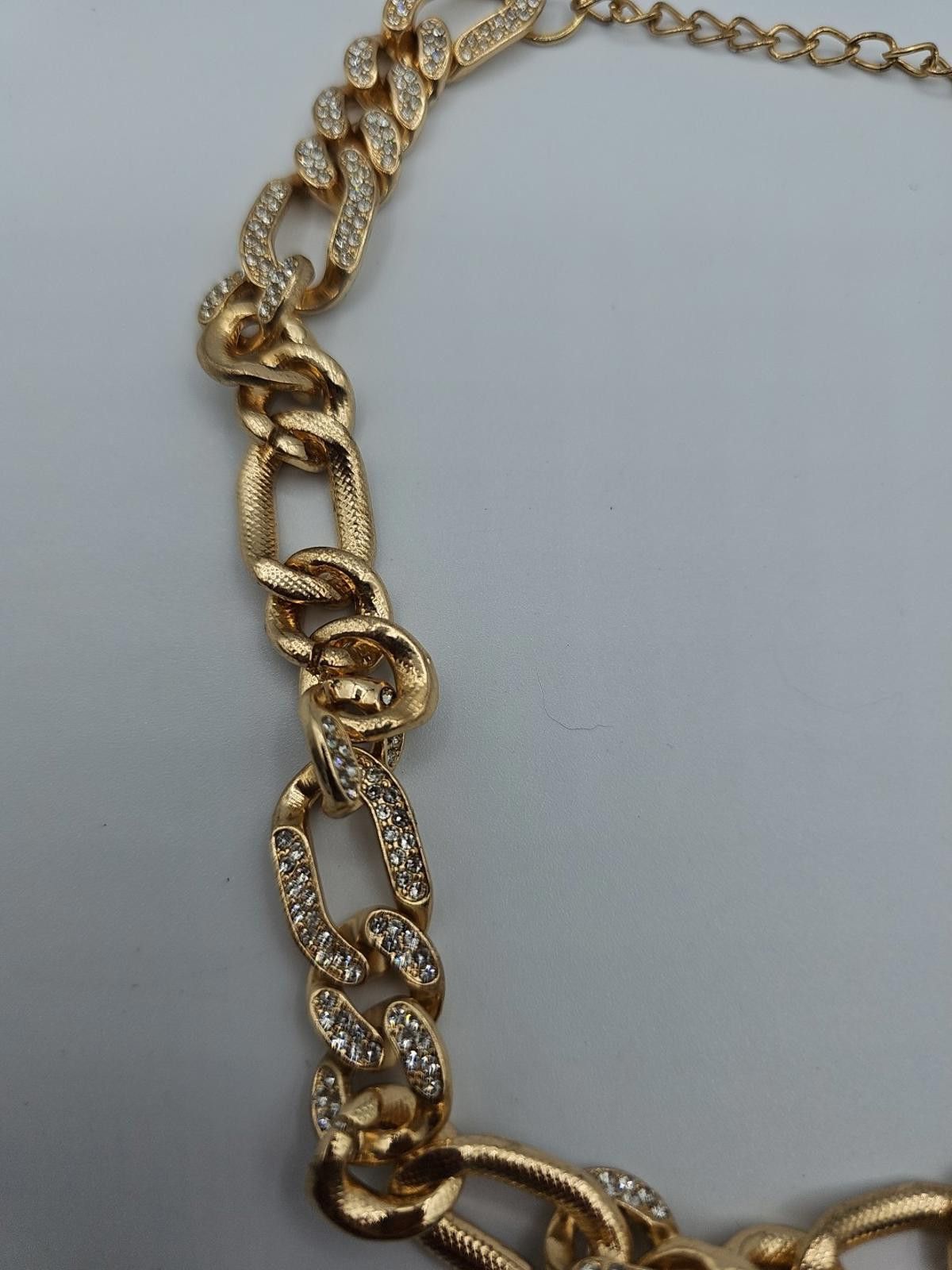 The Unbranded Brand Textured chain necklace with clear rhinestone inlay pave 16" Size ONE SIZE - 3 Thumbnail