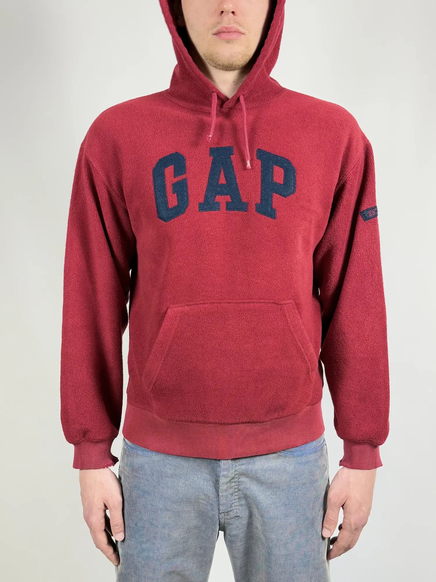 Gap × Vintage GAP Logo fleece distressed hoodie Size US S / EU 44-46 / 1 - 1 Thumbnail