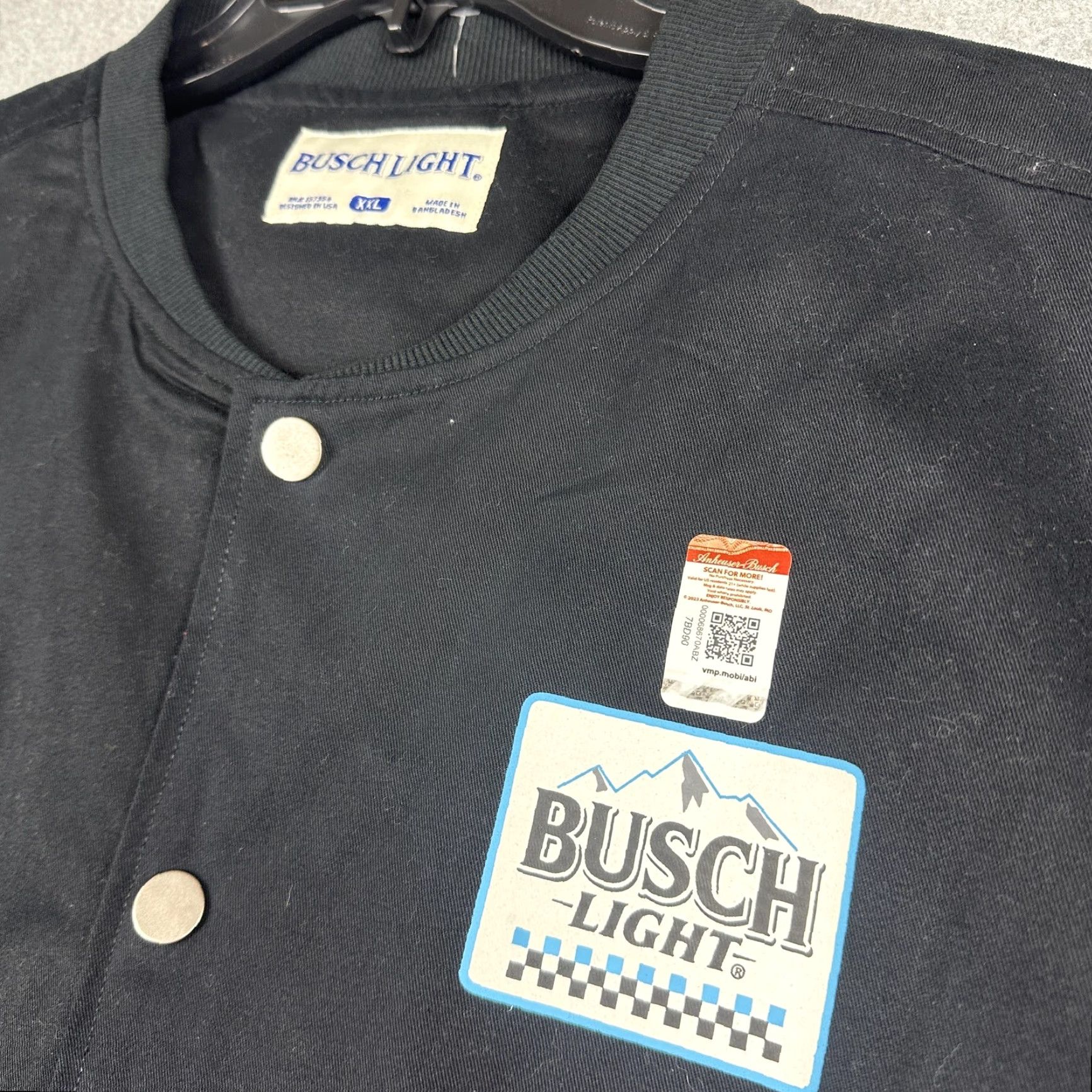 Vintage Busch Light Jacket Mens 2XL Black Varsity Snap Beer Racing Smooth Finish NWT Size US XXL / EU 58 / 5 - 2 Thumbnail
