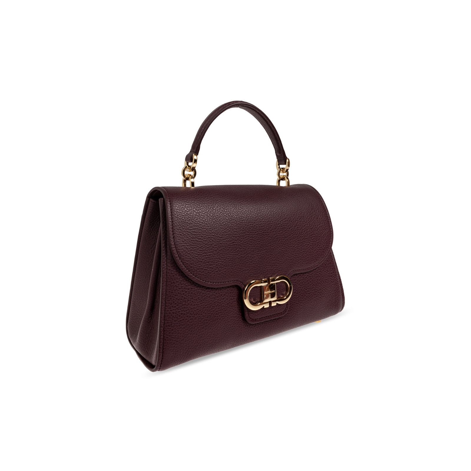 Salvatore Ferragamo FERRAGAMO Double Gancini Plum Top Handle Bag New & Authentic Size ONE SIZE - 3 Thumbnail
