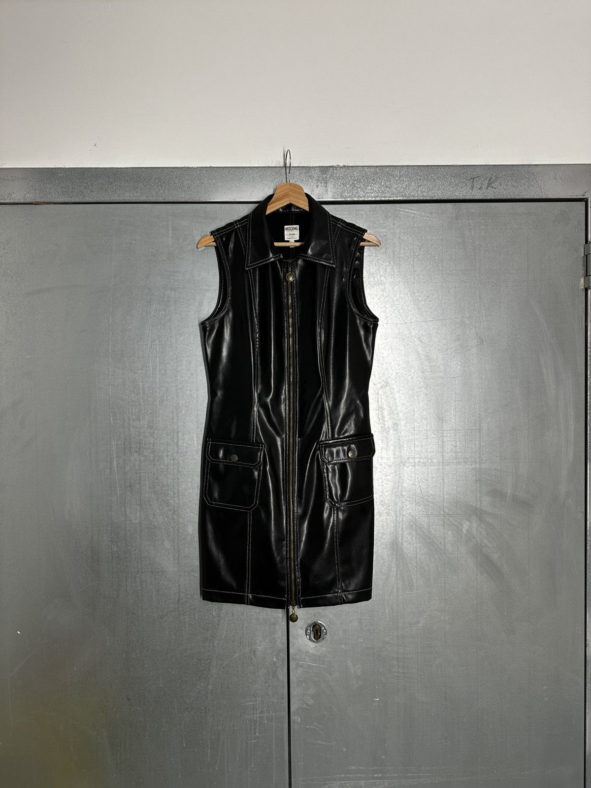 Moschino Moschino Vegan Leather Mini Dress Size XL / US 12-14 / IT 48-50 - 1 Thumbnail