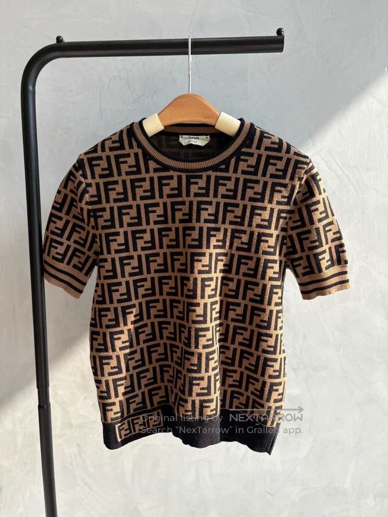 Fendi Fendi Double F Old-Fashioned Knitted Short-Sleeved Shirt Size XS / US 0-2 / IT 36-38 - 1 Thumbnail