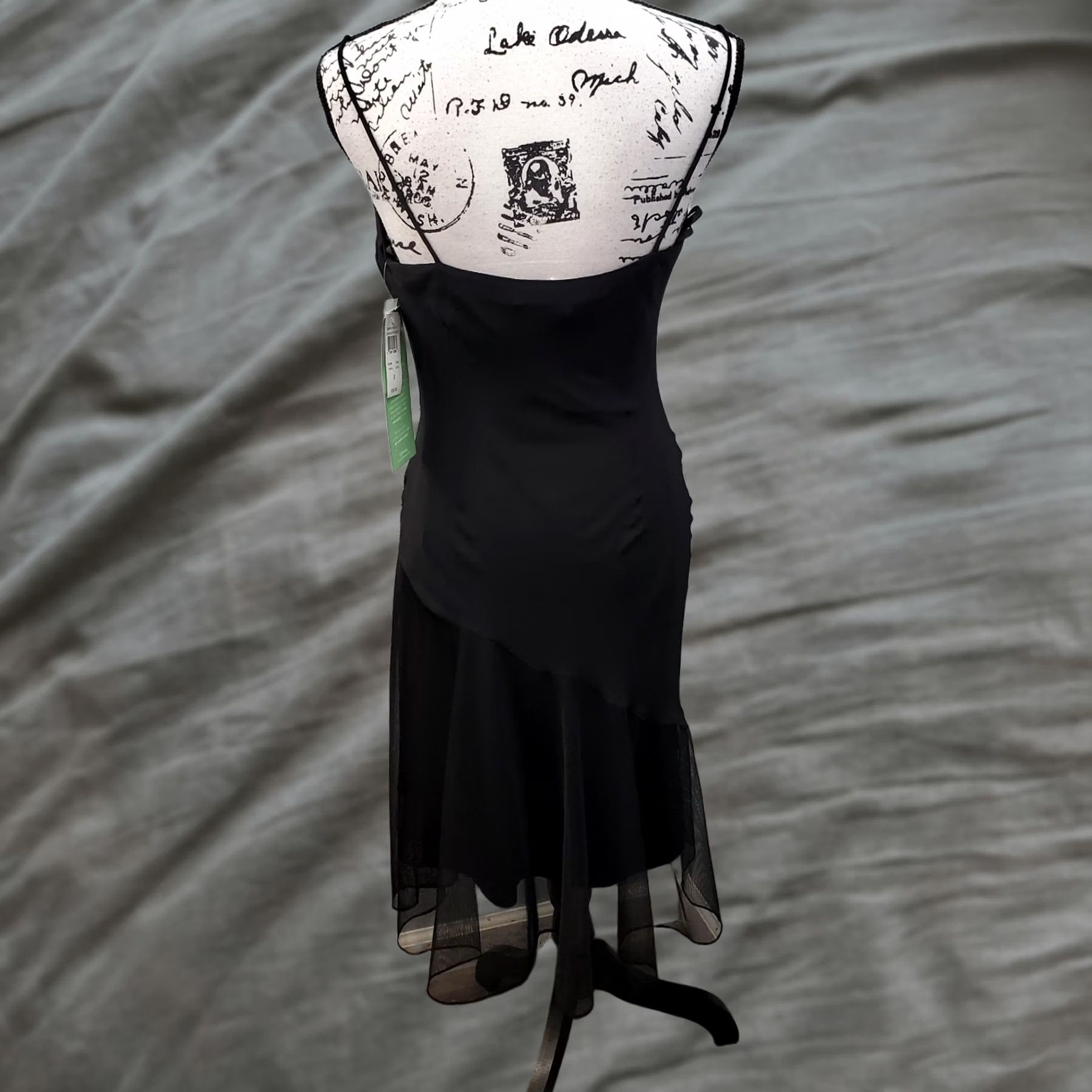 Vintage De Laru Dress Womens 8 Black Long Evening Beaded Cowl Neck Spaghetti Strap Size M / US 6-8 / IT 42-44 - 1 Thumbnail