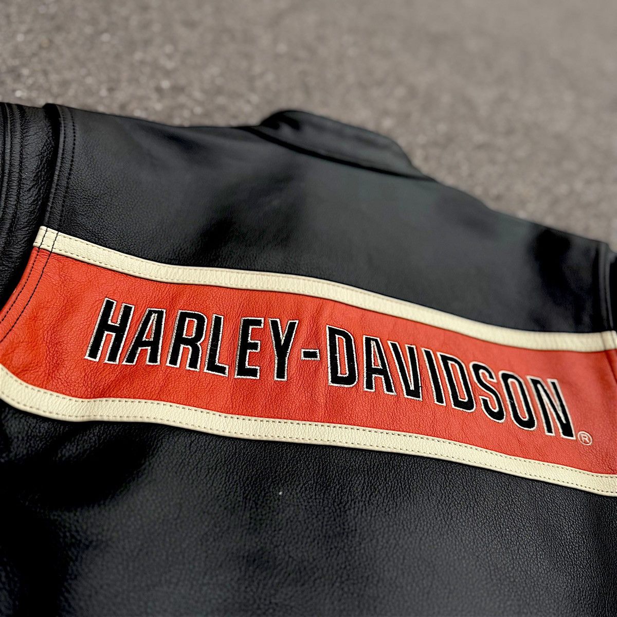 Harley Davidson Leather jacket Harley Davidson black orange motorcycle usa Size L / US 10 / IT 46 - 3 Thumbnail