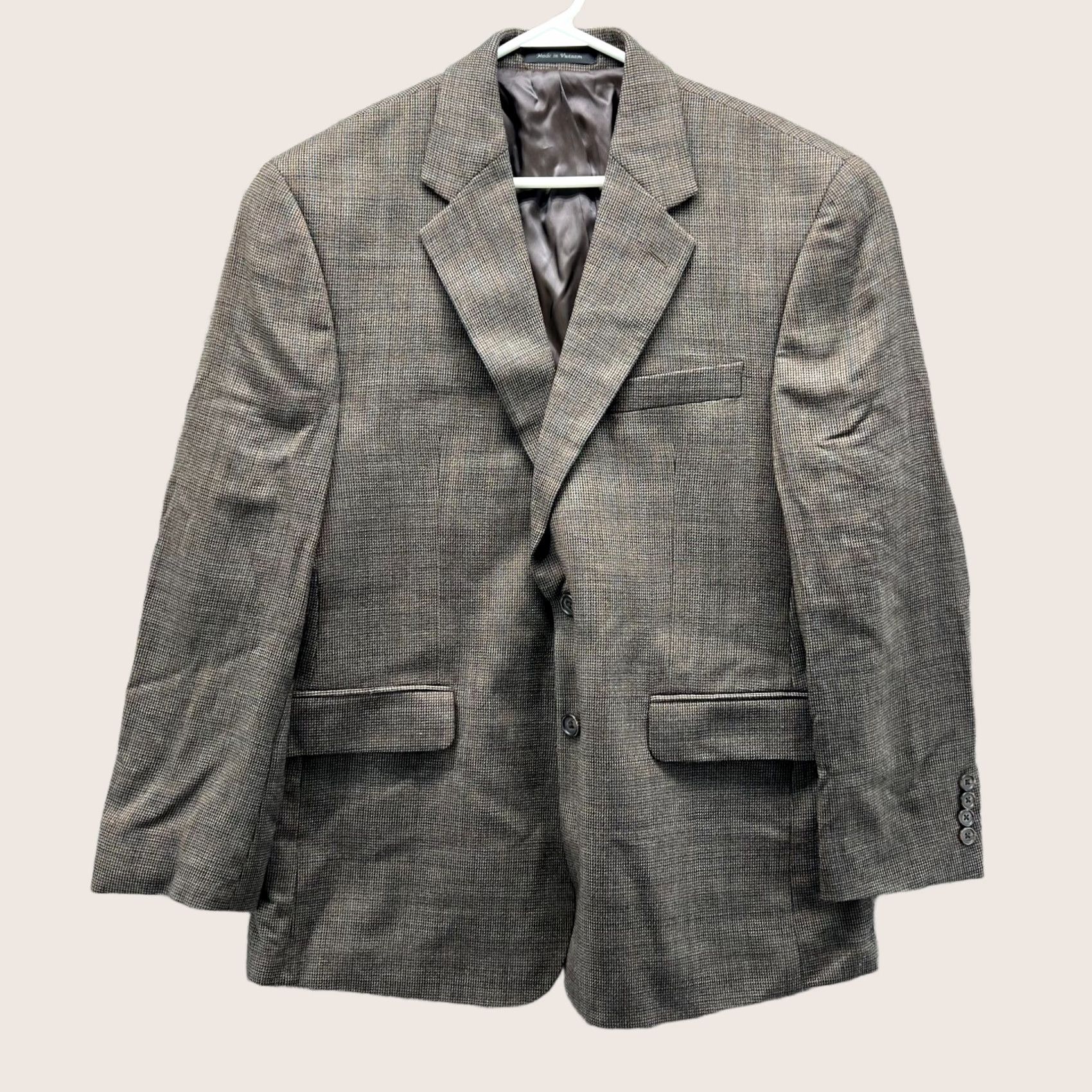 Ralph Lauren Lauren Ralph Lauren Blazer Mens 42 Brown Houndstooth Wool Jacket Single-Breasted Two-Button Notch Lapel Wool LRL Two-Button Front Vintage? No Size 42R - 1 Thumbnail