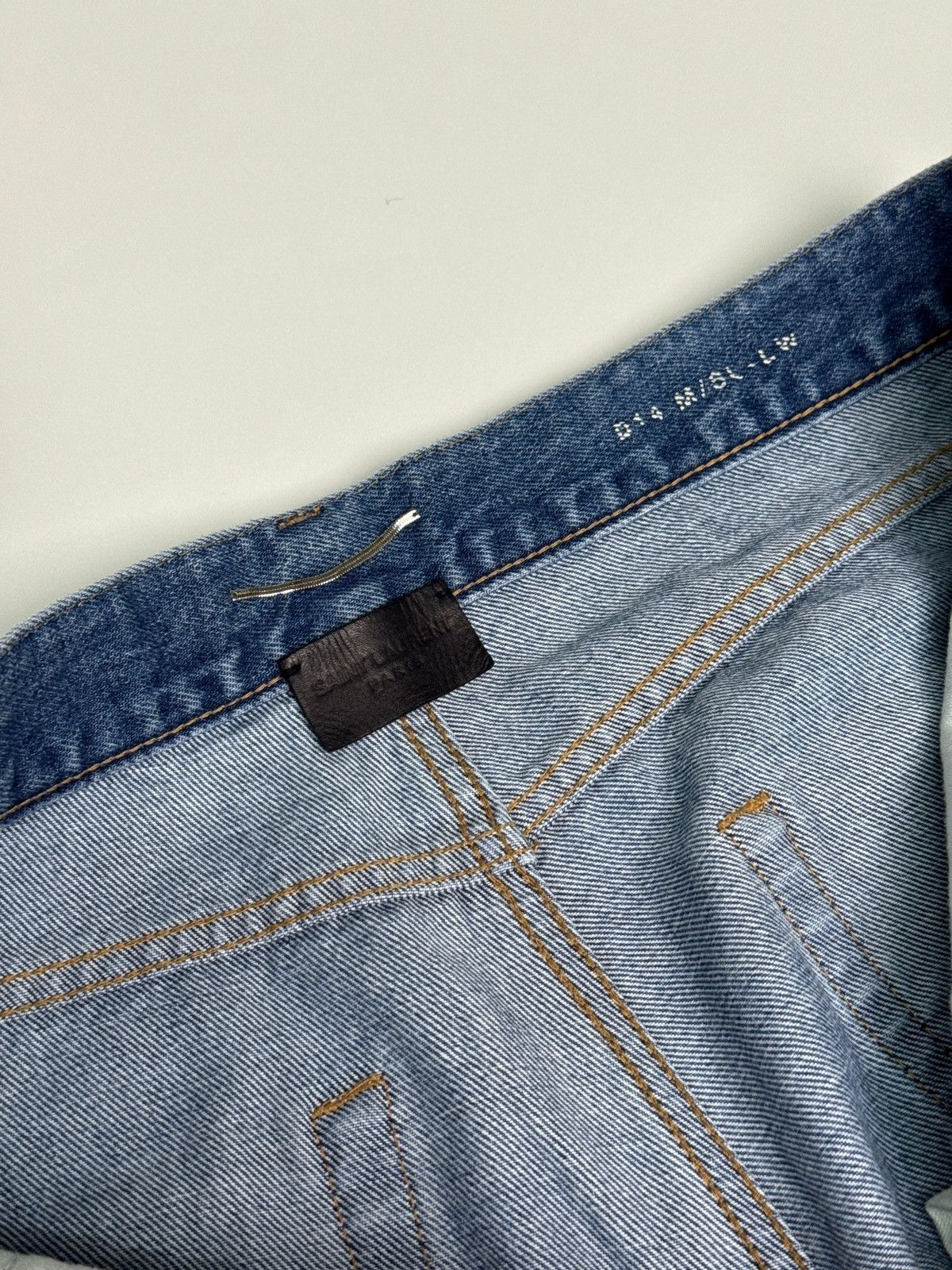 Saint Laurent Paris SS2017 Saint Laurent D14 Blue Denim Embroidered Logo Size US 31 - 7 Thumbnail