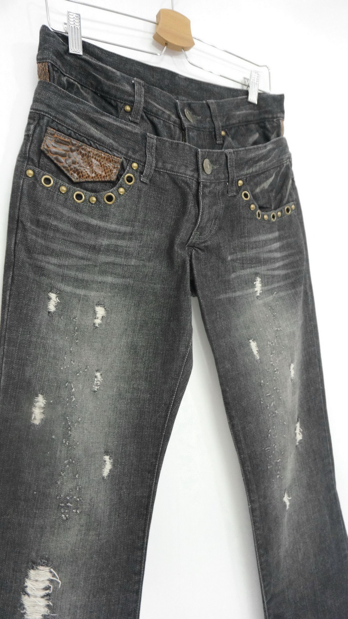 Japanese Brand ⛩️JAPANESE BRAND Double Waist Faux Snakeskin Jeans Size US 29 - 3 Thumbnail