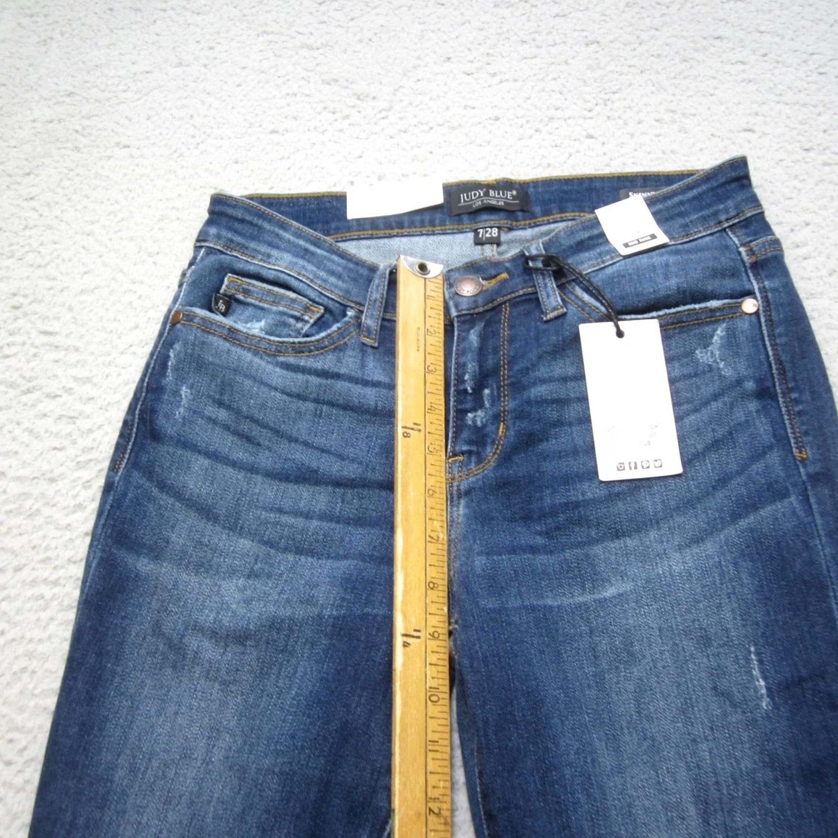 Denime Judy Blue Womens 28 Jeans - Distressed Skinny Fit - Mid Rise Frayed Denim Size 28" / US 6 / IT 42 - 5 Thumbnail