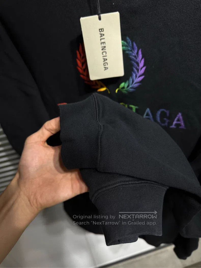 Balenciaga Balenciaga Hooded Sweatshirt with Rainbow Buckwheat Embroi Size US M / EU 48-50 / 2 - 6 Thumbnail