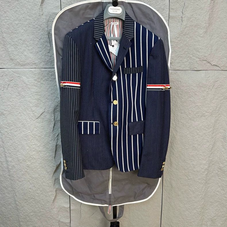Thom Browne Thom Browne size2 Patchwork striped suit jacket Size 38S - 1 Thumbnail